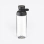 TODAY MERCH transparent 700ml water bottle with black lid and loop, ideal for custom graphics. - Noir