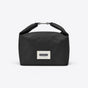 TODAY MERCH black insulated lunch bag with roll-top closure and metal clip. Features a white label with black text. - Noir