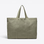 TODAY MERCH olive green canvas shopper tote bag with dual handles and spacious design. - Kaki