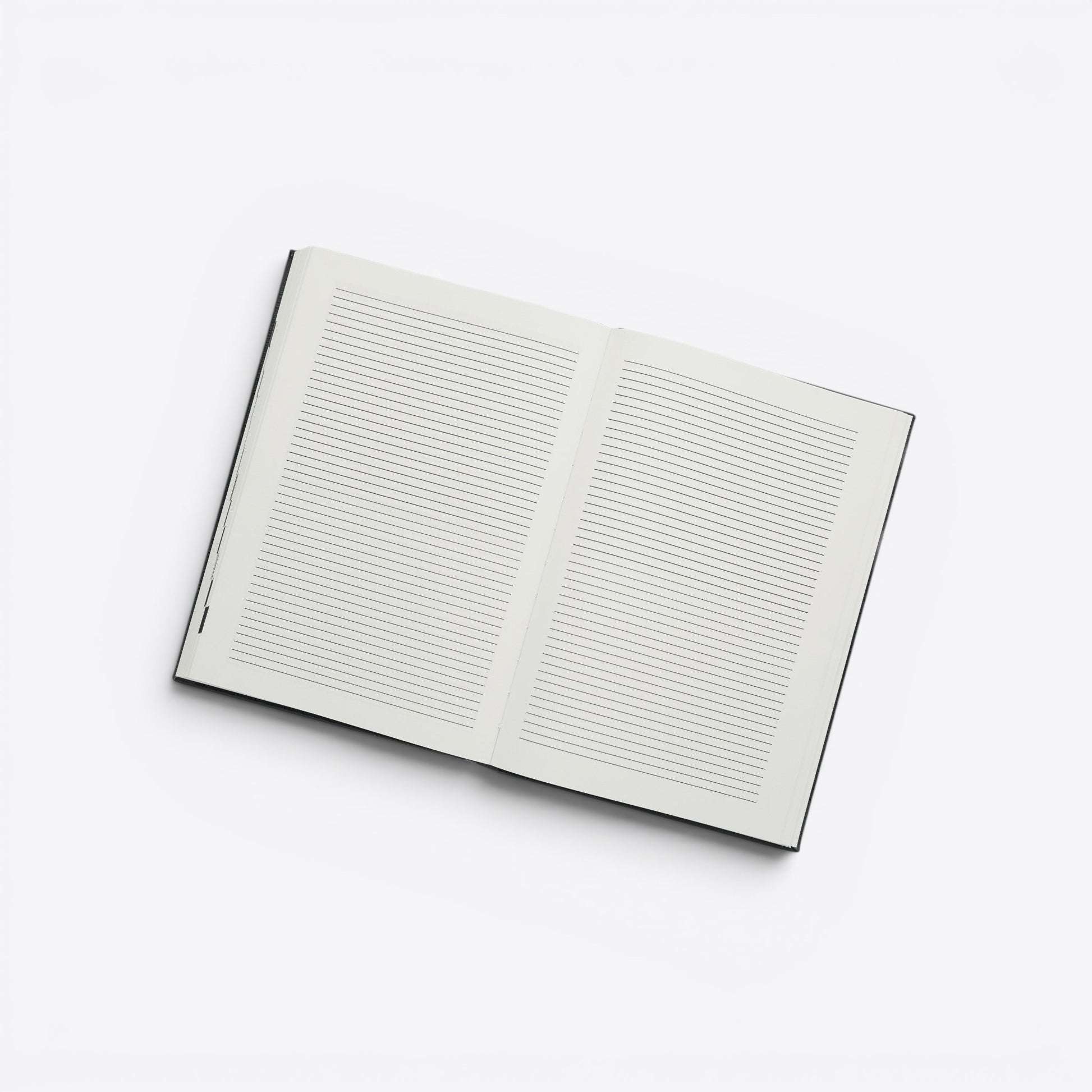 TODAY MERCH Agenda Classique, a black bound notebook with lined cream pages, open to a double-page spread.