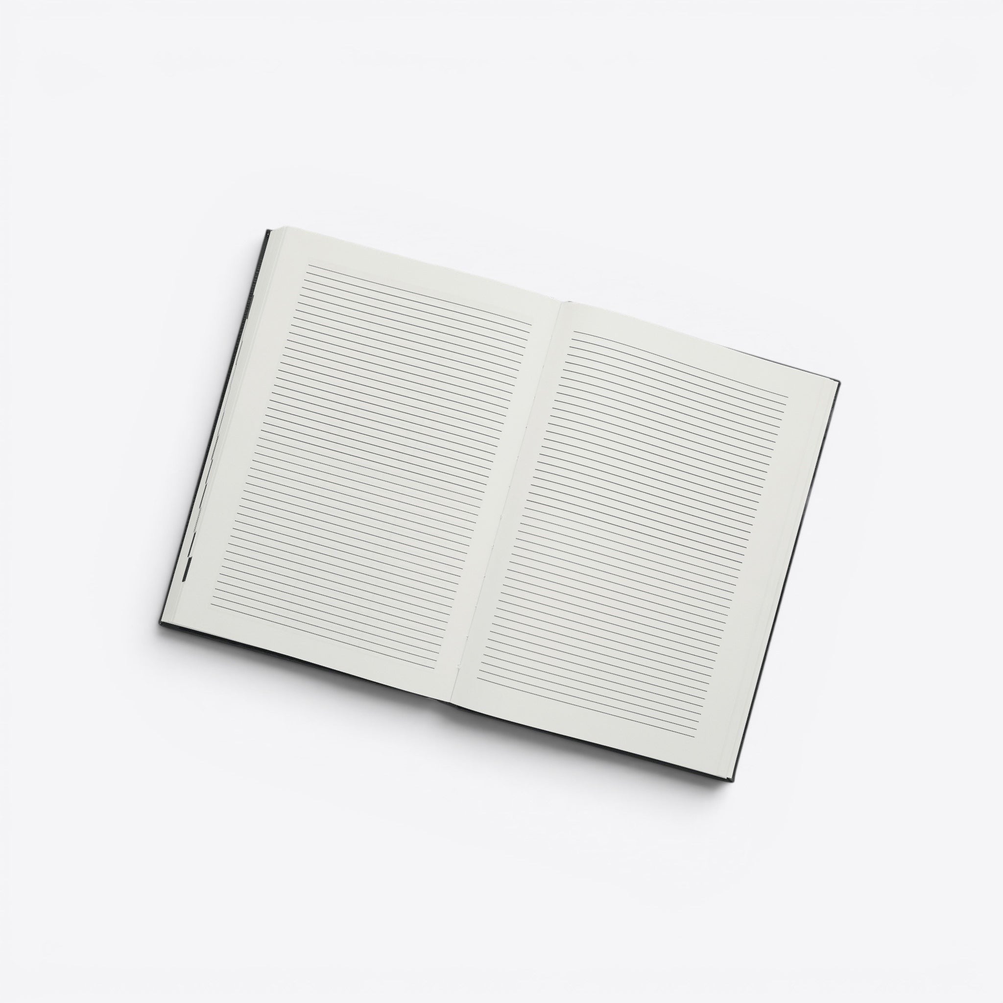 TODAY MERCH Agenda Classique, a black bound notebook with lined cream pages, open to a double-page spread.