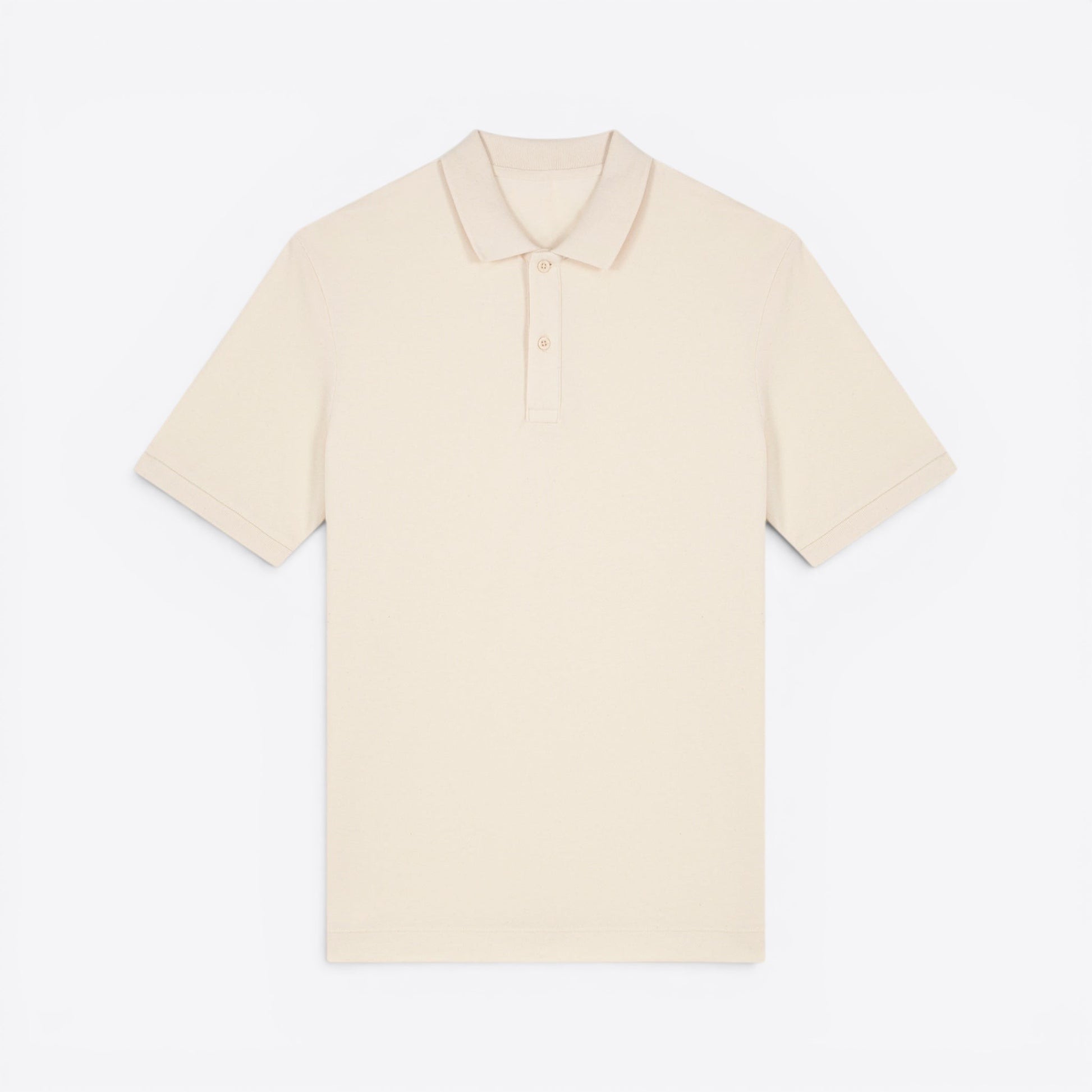 TODAY MERCH beige organic cotton pique unisex short sleeve polo shirt with a structured fit and neat finishes.