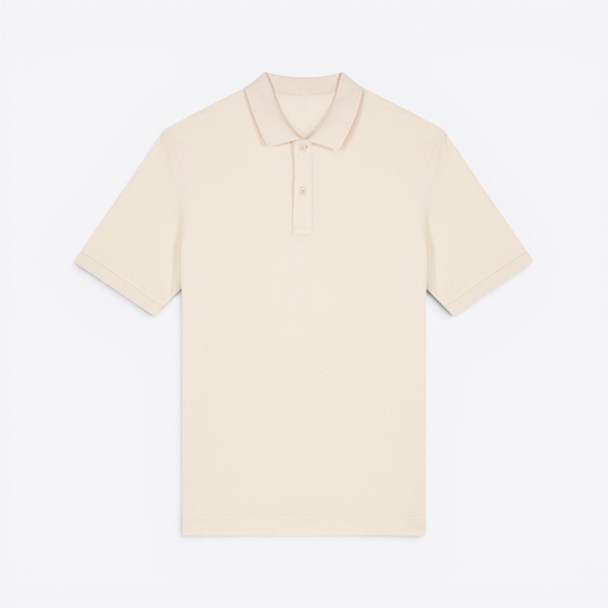 TODAY MERCH beige organic cotton pique unisex short sleeve polo shirt with a structured fit and neat finishes.