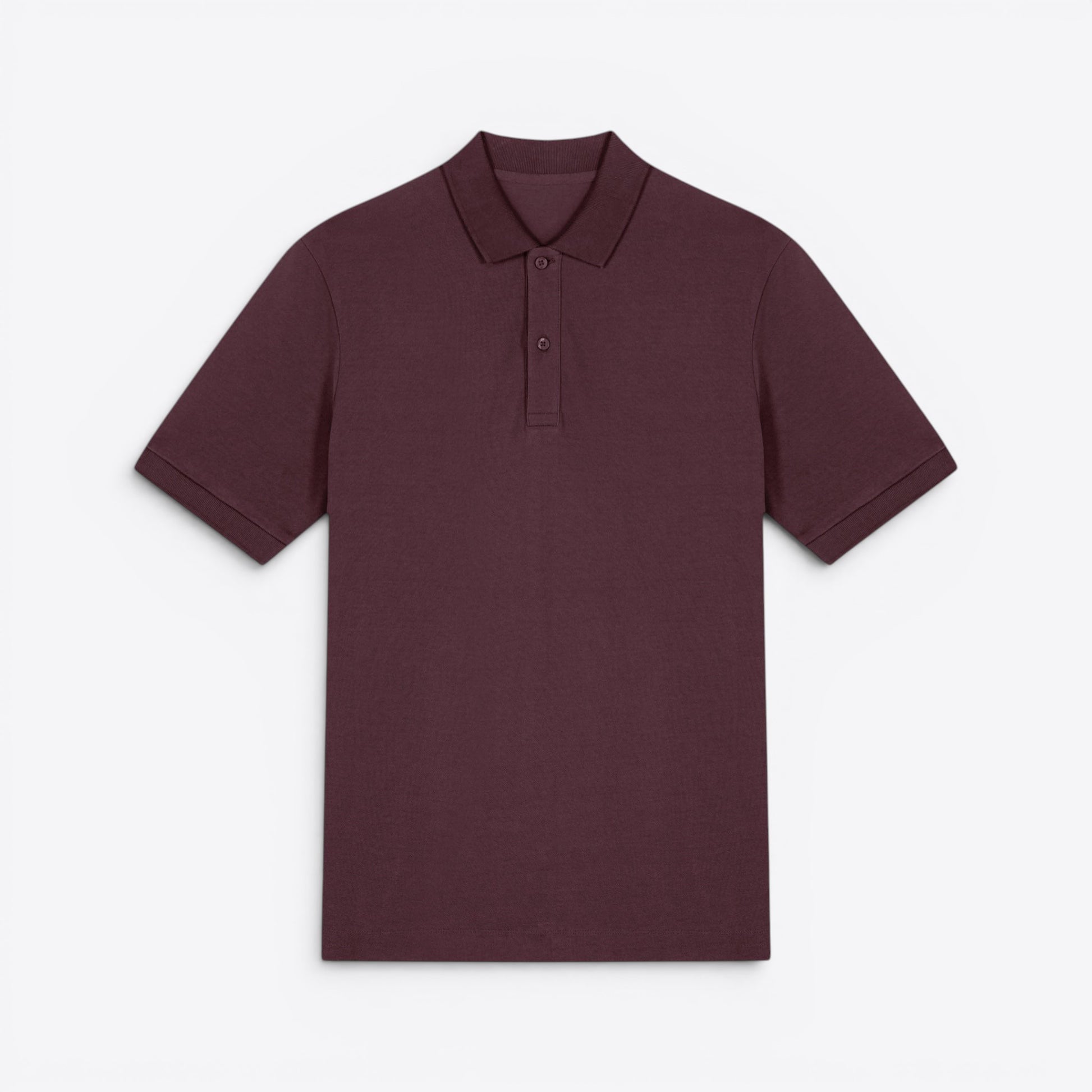 TODAY MERCH unisex premium short-sleeve polo shirt in burgundy, made from organic cotton pique.