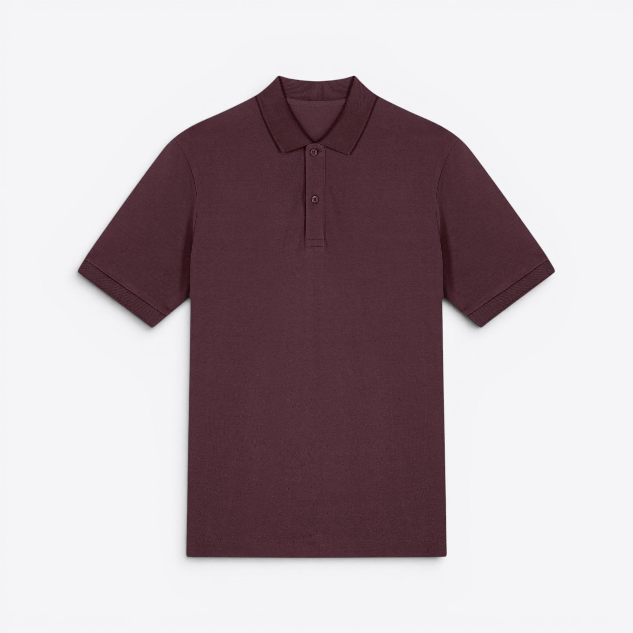 TODAY MERCH unisex premium short-sleeve polo shirt in burgundy, made from organic cotton pique.