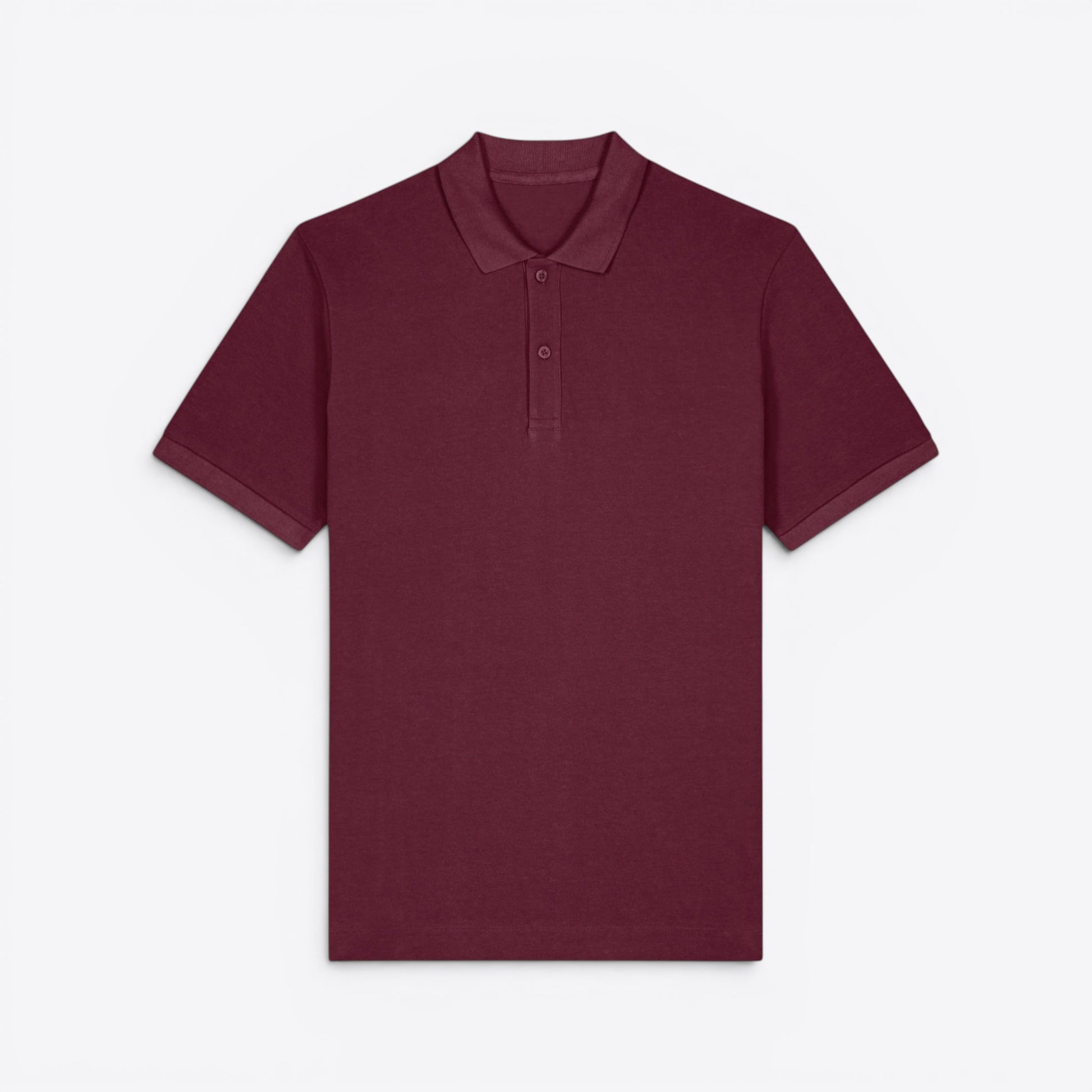 TODAY MERCH unisex premium short-sleeve polo shirt in burgundy organic cotton pique with a structured fit and neat finishes.