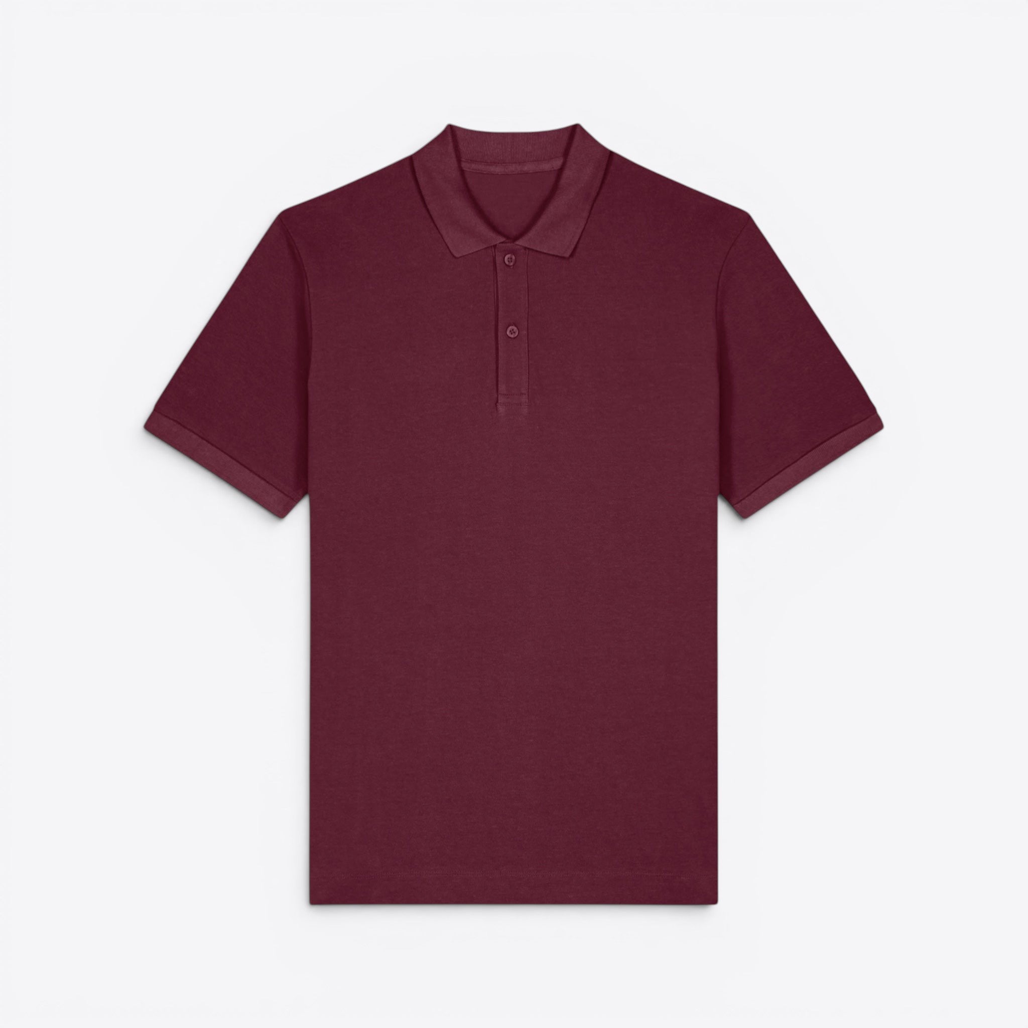 TODAY MERCH unisex premium short-sleeve polo shirt in burgundy organic cotton pique with a structured fit and neat finishes.