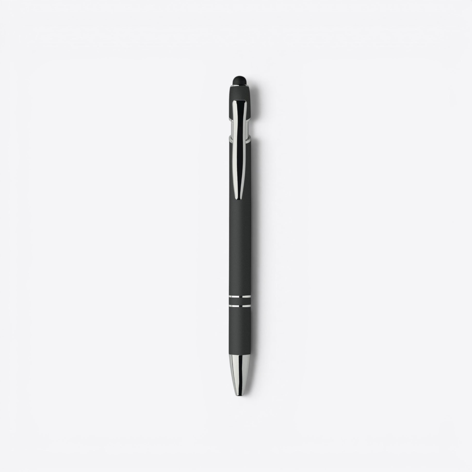 TODAY MERCH classic black ballpoint pen with silver clip and accents, ideal for corporate gifts.