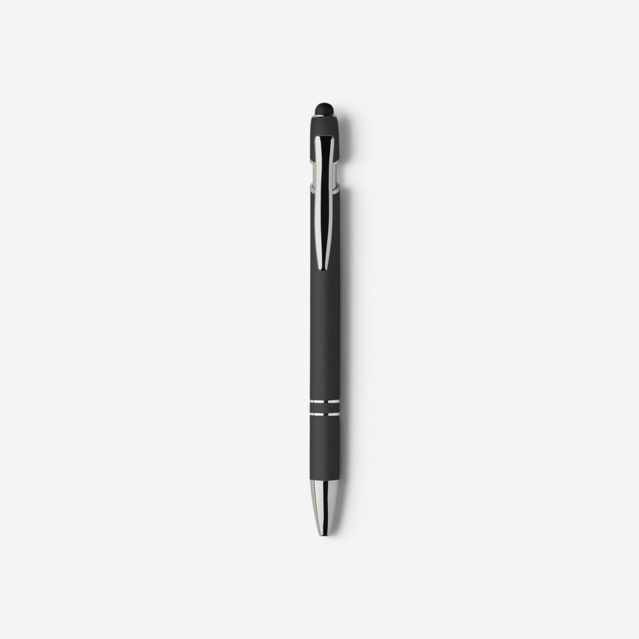 TODAY MERCH classic black ballpoint pen with silver clip and accents, ideal for corporate gifts.