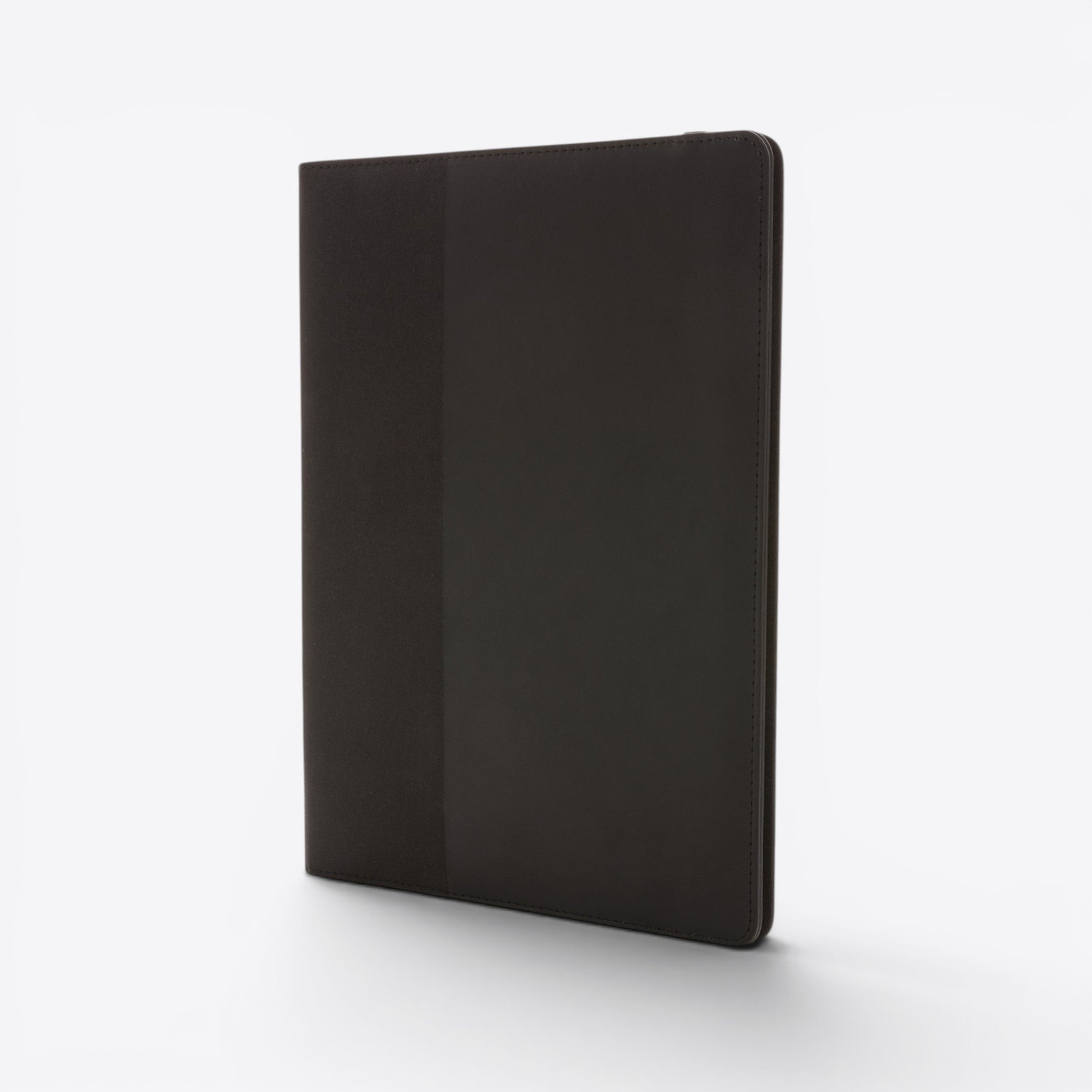 TODAY MERCH dark brown portfolio with contrasting textured panel on the left. Premium, functional design for business meetings.