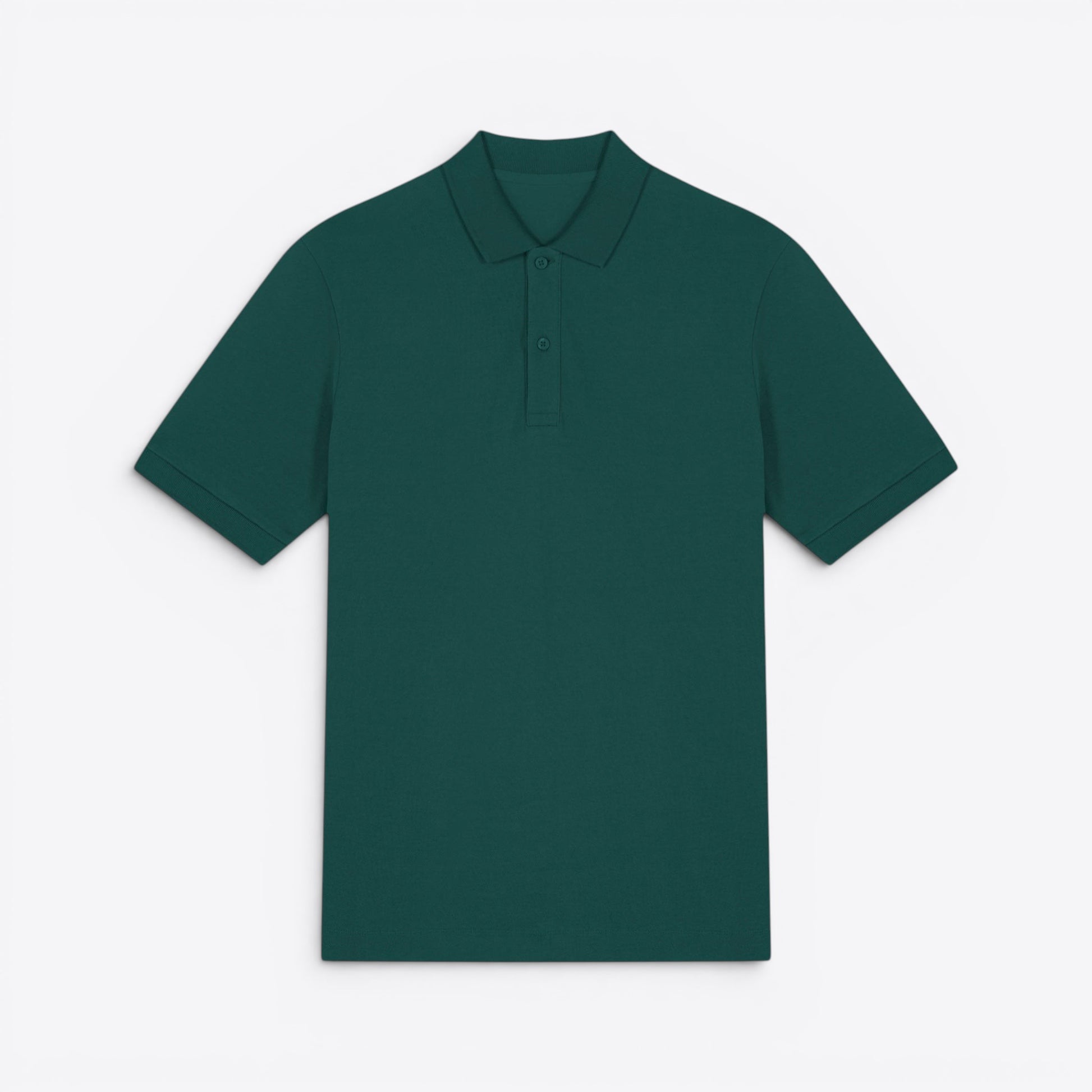 TODAY MERCH unisex premium short-sleeve polo shirt in dark green, made from organic cotton pique.