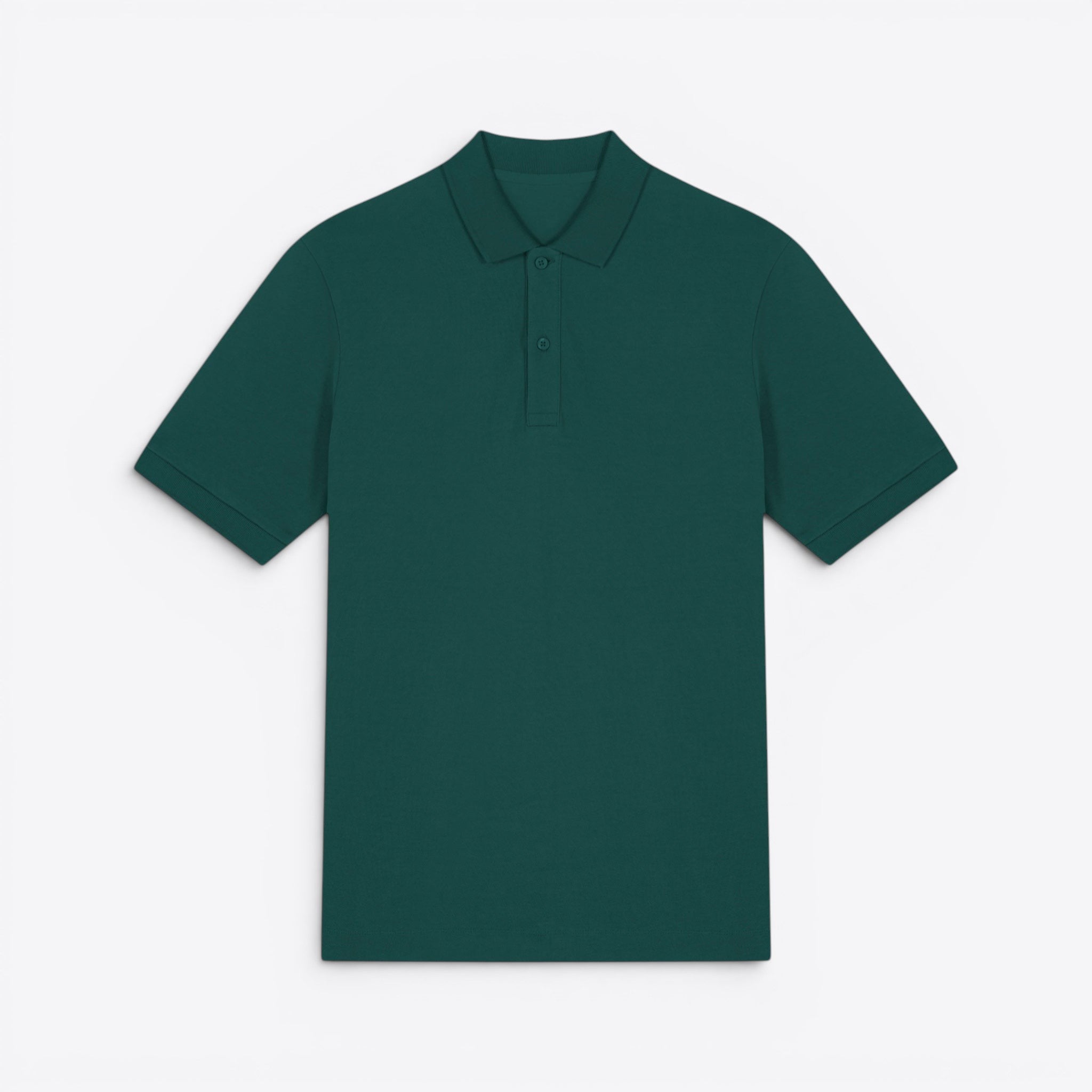 TODAY MERCH unisex premium short-sleeve polo shirt in dark green, made from organic cotton pique.