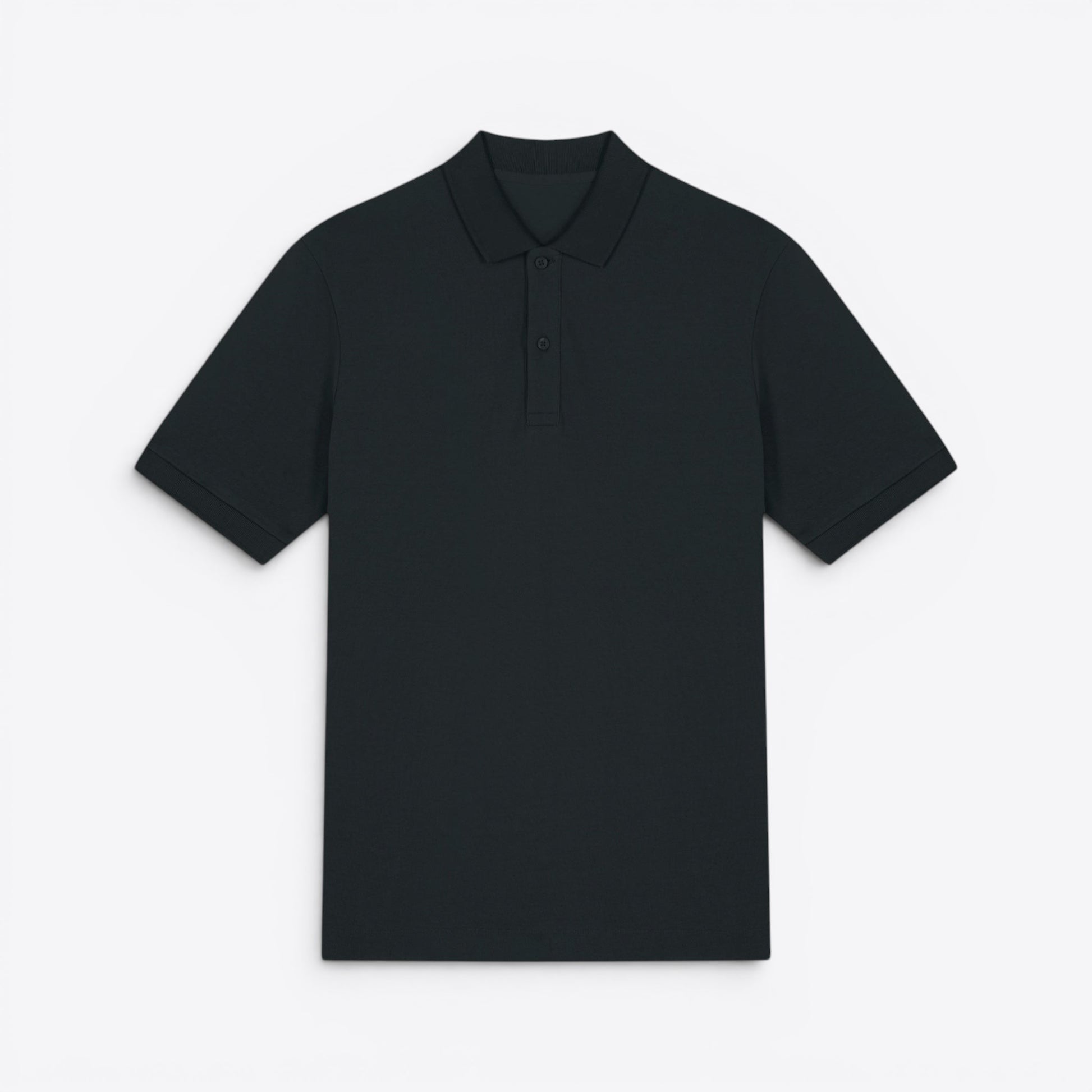 TODAY MERCH unisex premium short-sleeve polo shirt in dark grey organic cotton pique, featuring a structured fit and neat finishes.