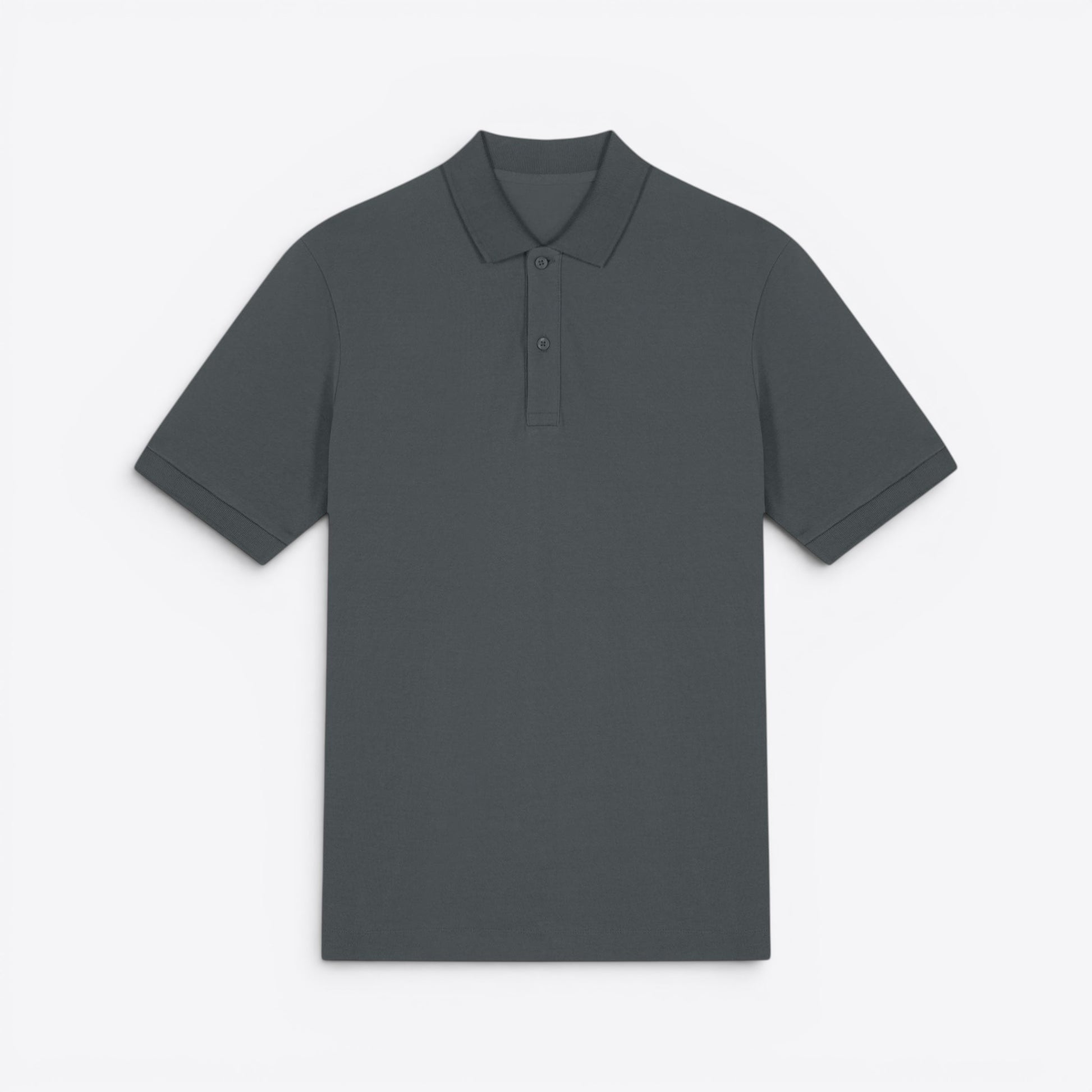 TODAY MERCH unisex premium short-sleeve polo shirt in dark grey organic cotton pique.
