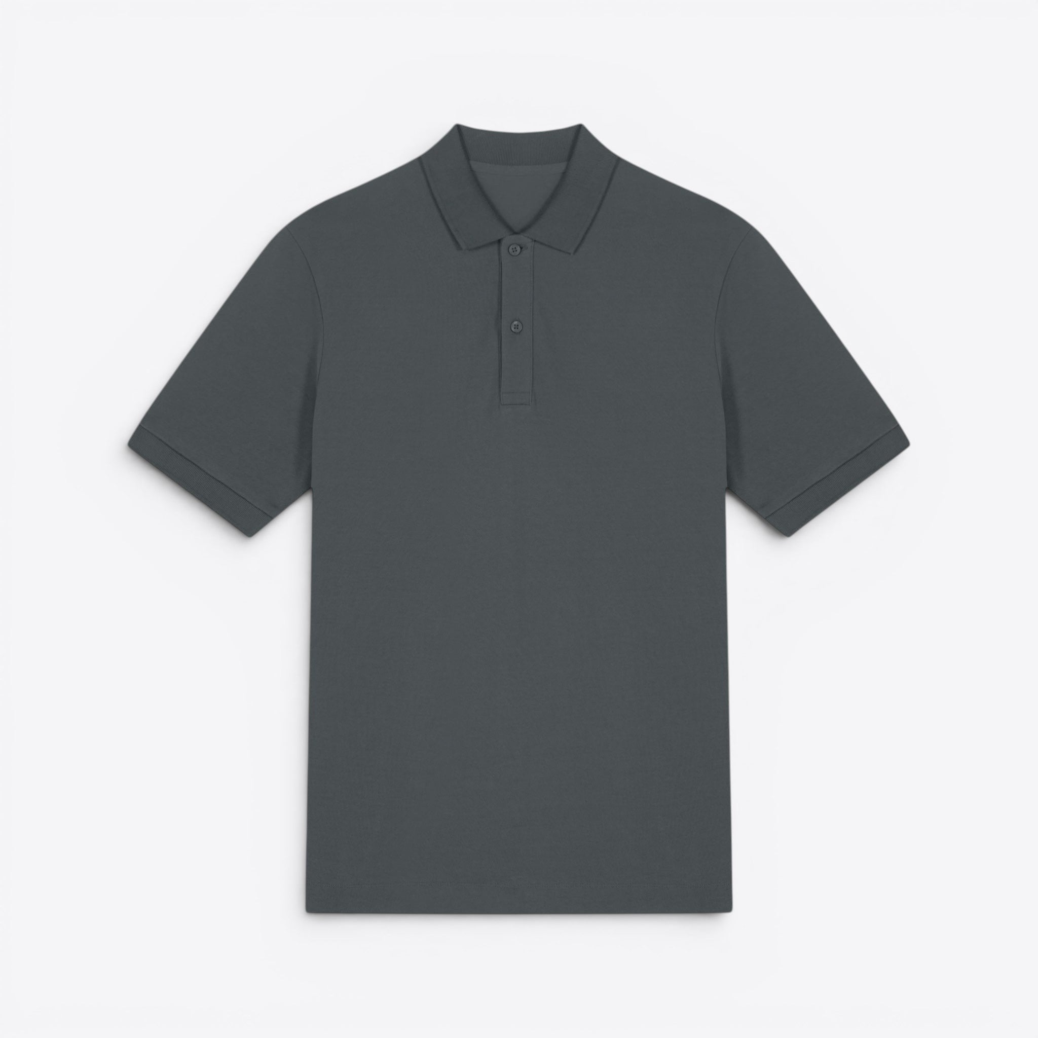 TODAY MERCH unisex premium short-sleeve polo shirt in dark grey organic cotton pique.