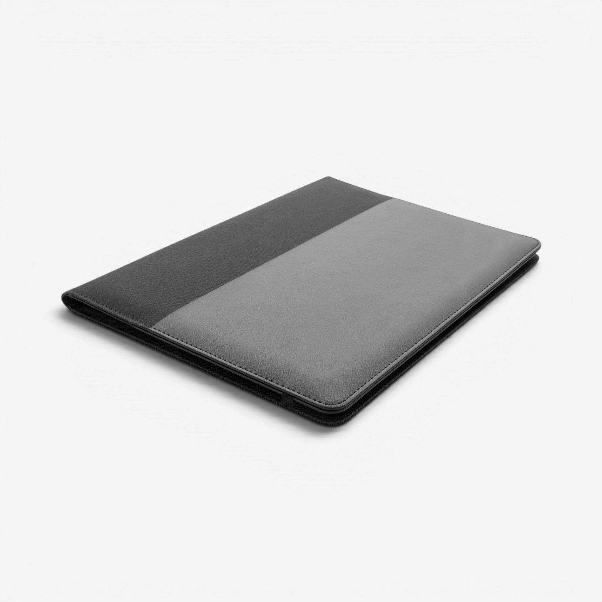TODAY MERCH Porte-documents Swiss Peak, a two-tone grey portfolio made of faux leather and fabric, ideal for business meetings.