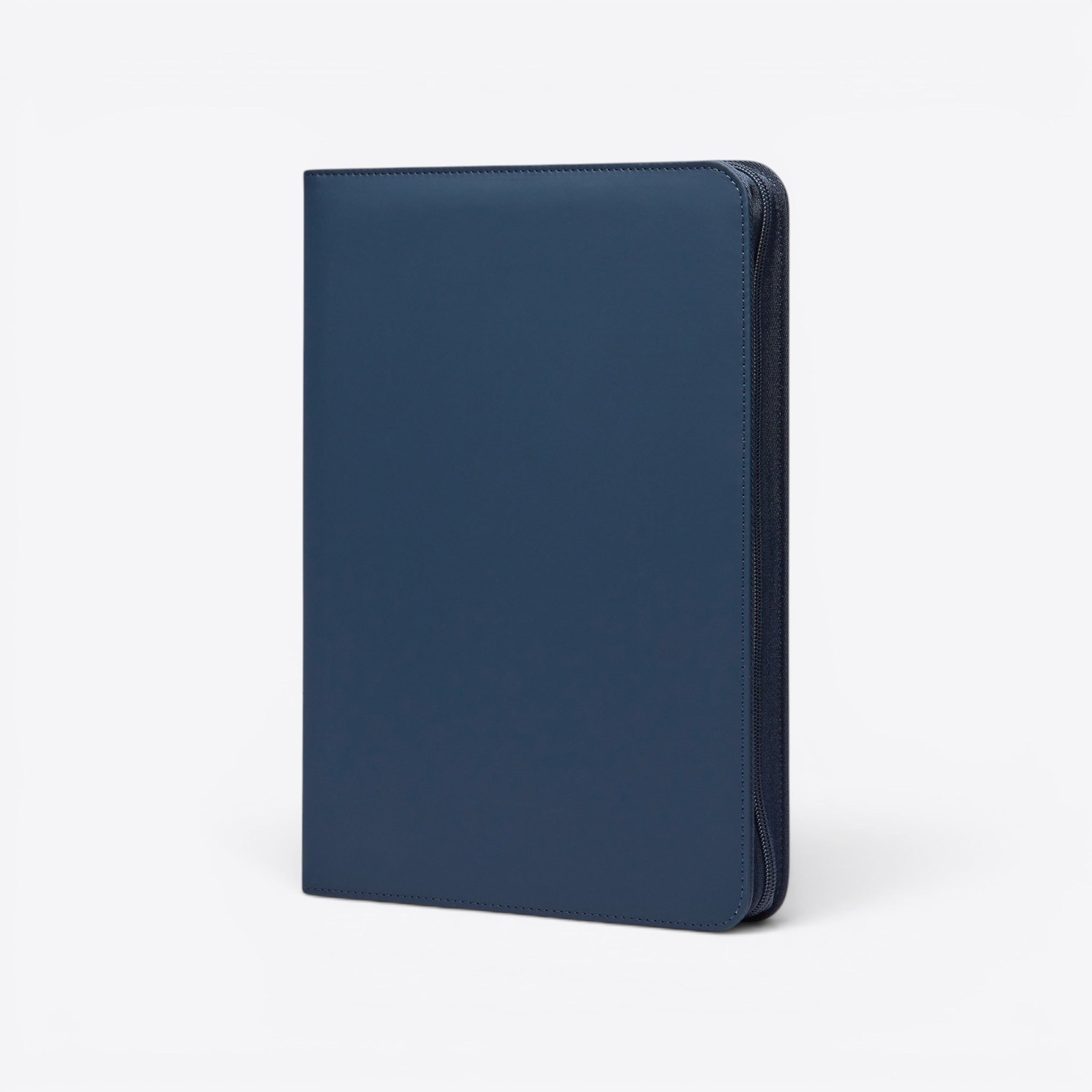 TODAY MERCH navy blue zippered leather portfolio for professionals, ideal for documents and business cards.