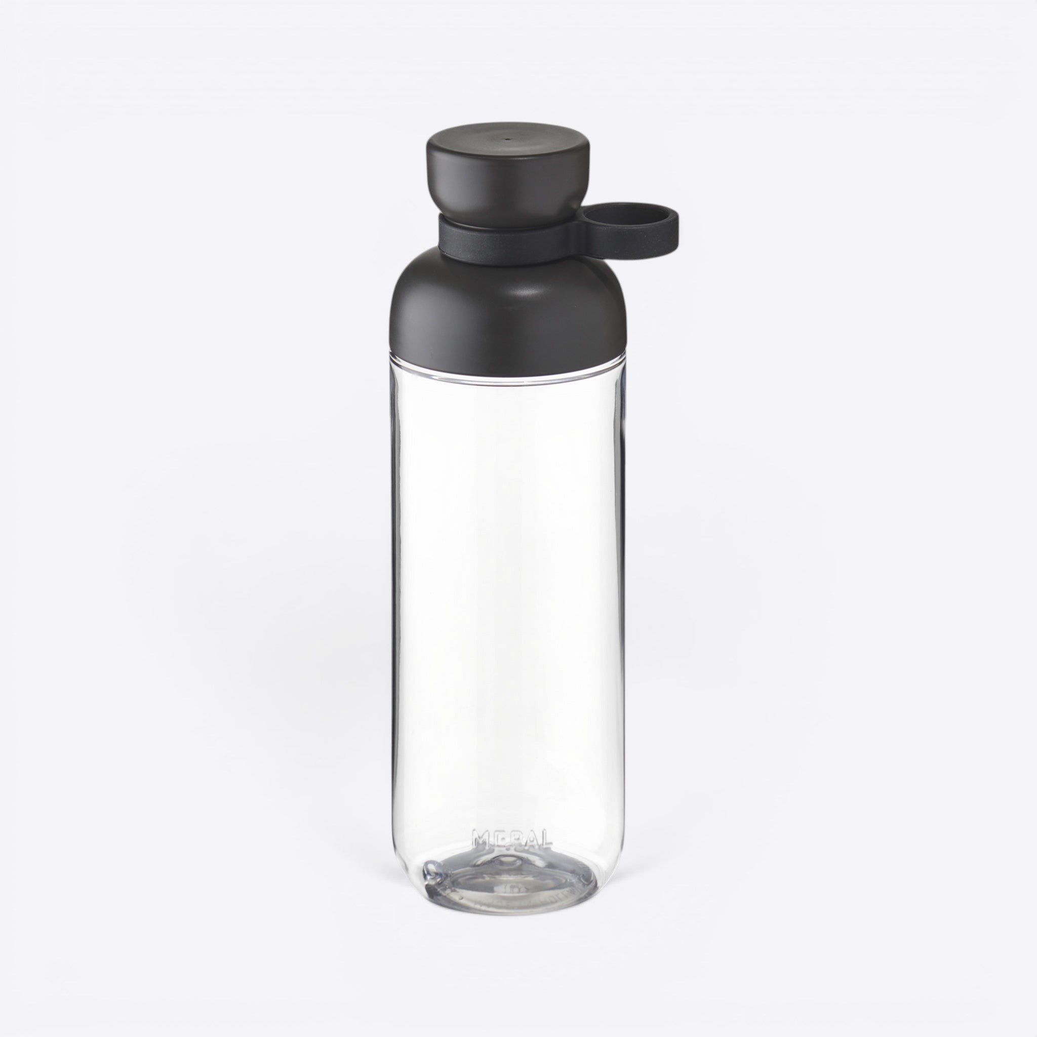 TODAY MERCH transparent 700ml water bottle with black lid and loop, ideal for custom graphics.