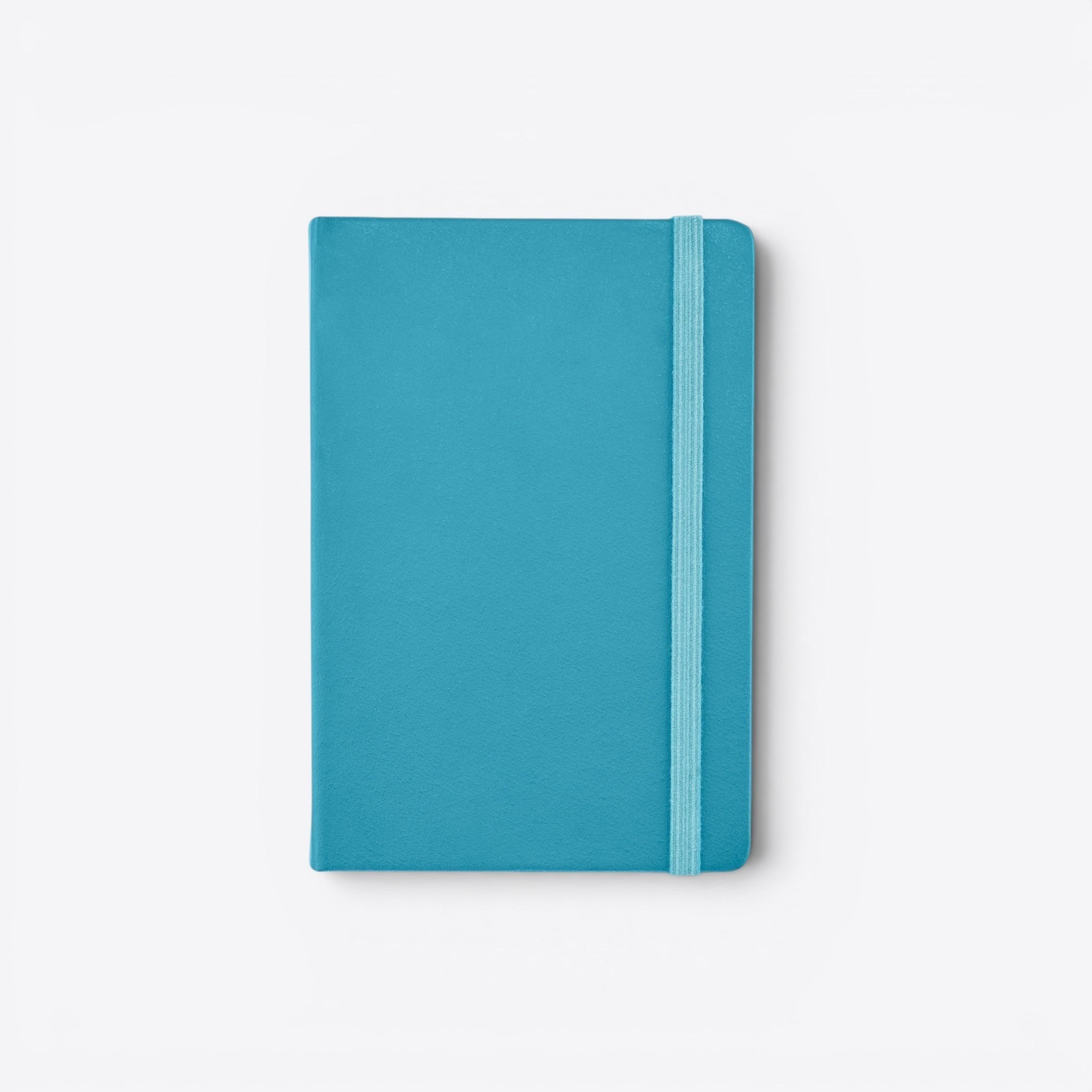 TODAY MERCH turquoise notebook with integrated pen loop and elastic closure, ideal for professionals on the go.