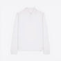 TODAY MERCH white long-sleeve unisex premium polo shirt made from 100% organic cotton with a structured design and two-button placket. - Blanc