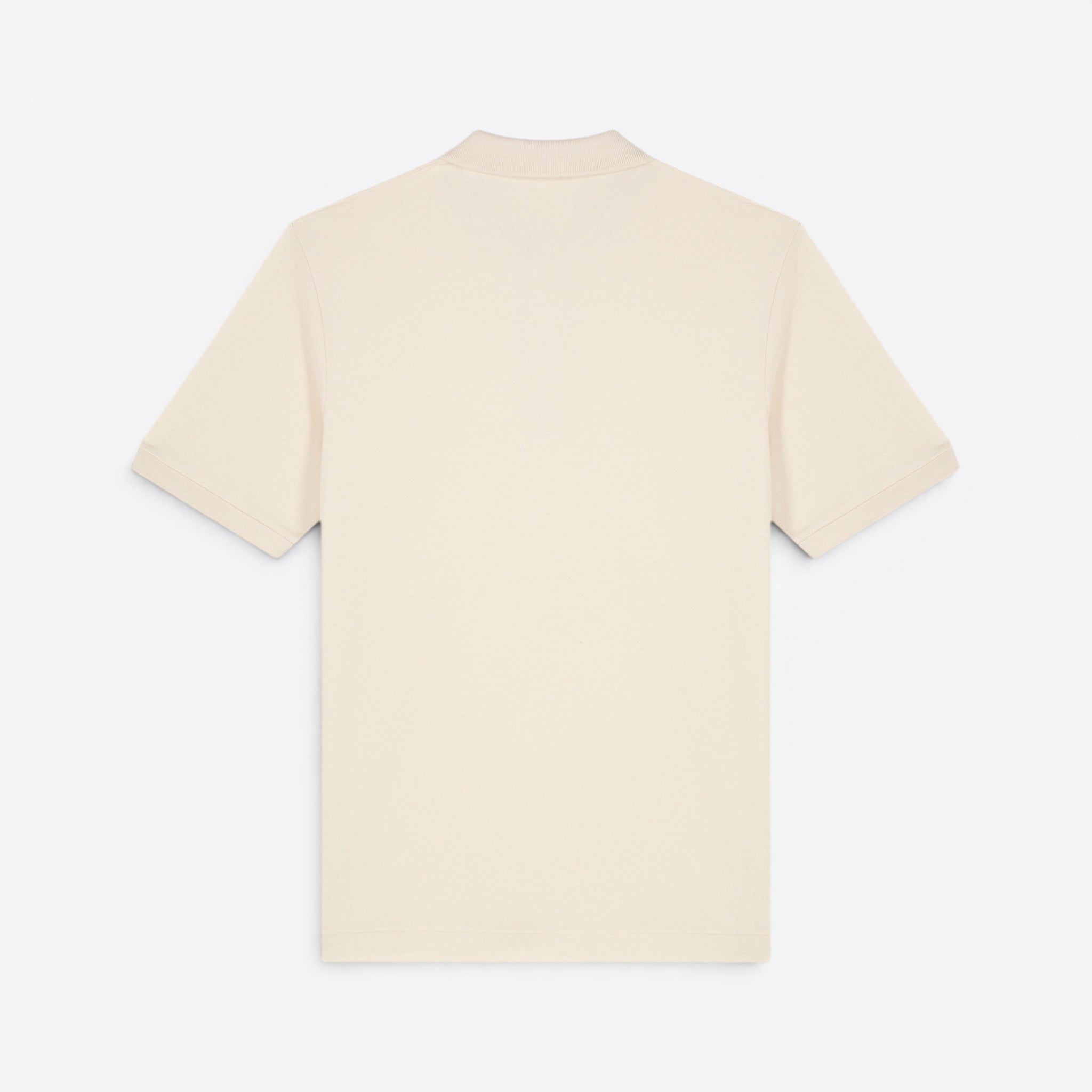 TODAY MERCH beige organic cotton pique unisex short sleeve polo shirt with structured fit and neat finishes.
