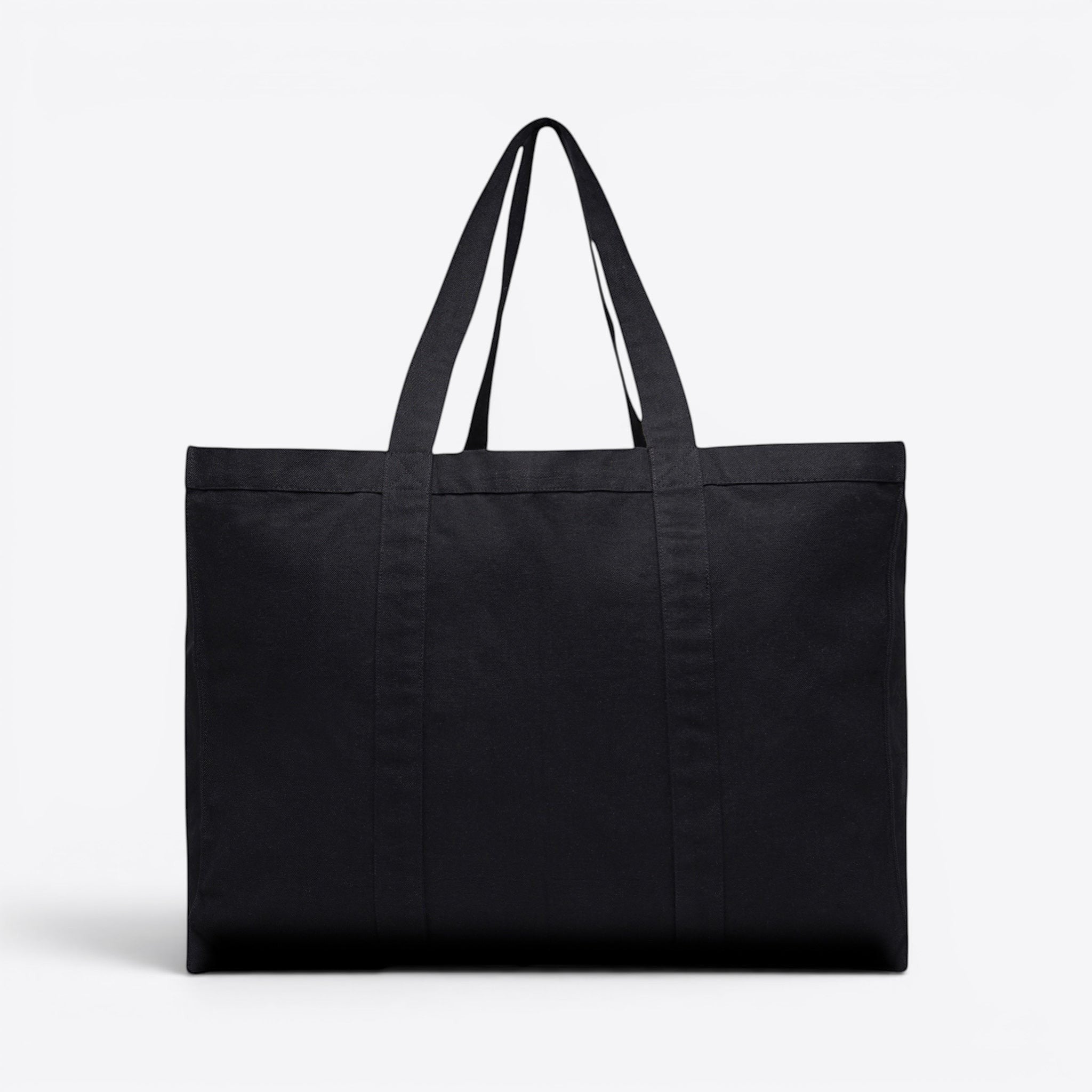 TODAY MERCH black canvas shopper tote bag with double handles, spacious and timeless design.