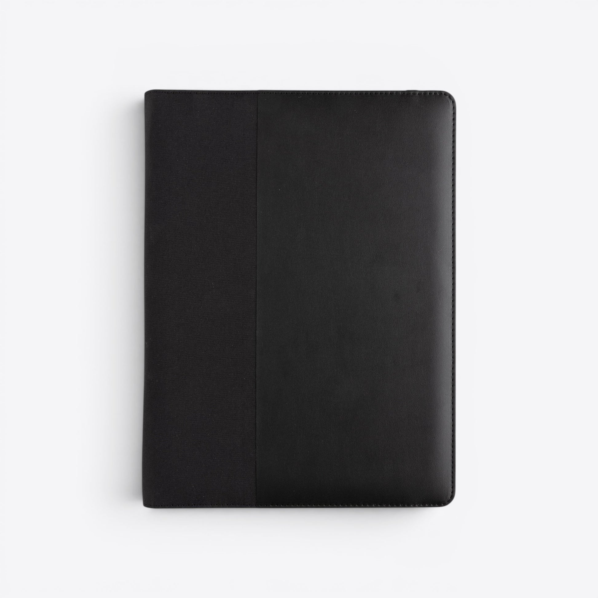 TODAY MERCH black leather and textured fabric portfolio, ideal for business meetings and corporate events.