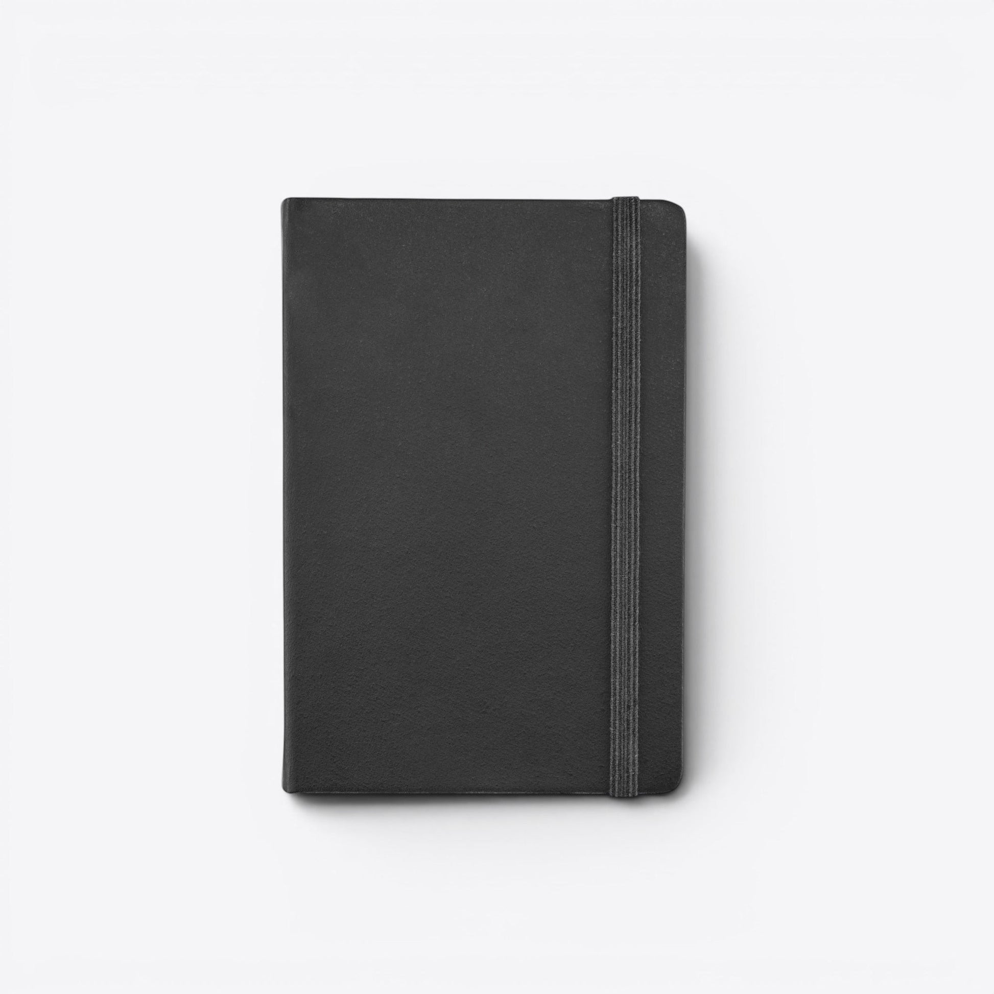 TODAY MERCH black notebook with integrated pen holder and elastic closure, ideal for professionals.