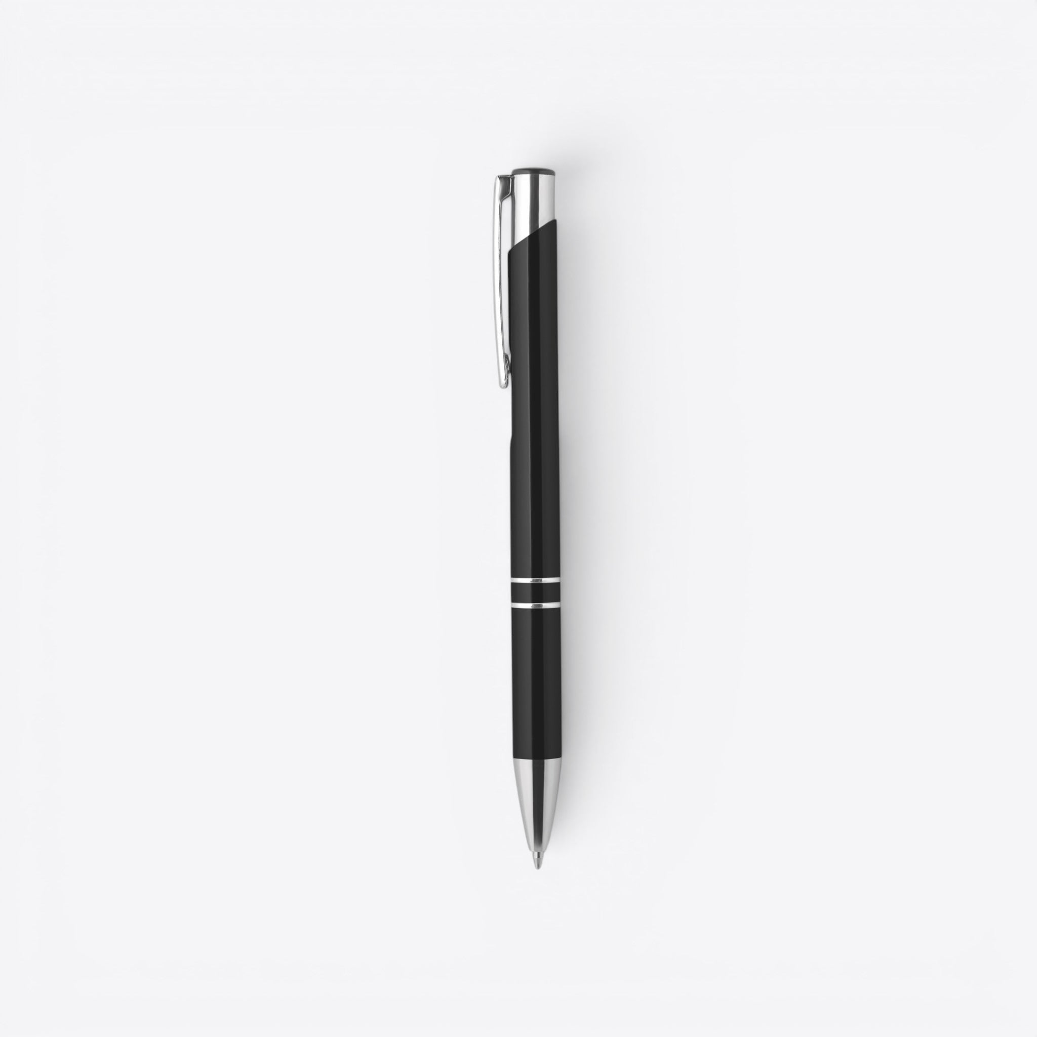 TODAY MERCH premium black ballpoint pen with silver accents and clip, ideal for professionals.