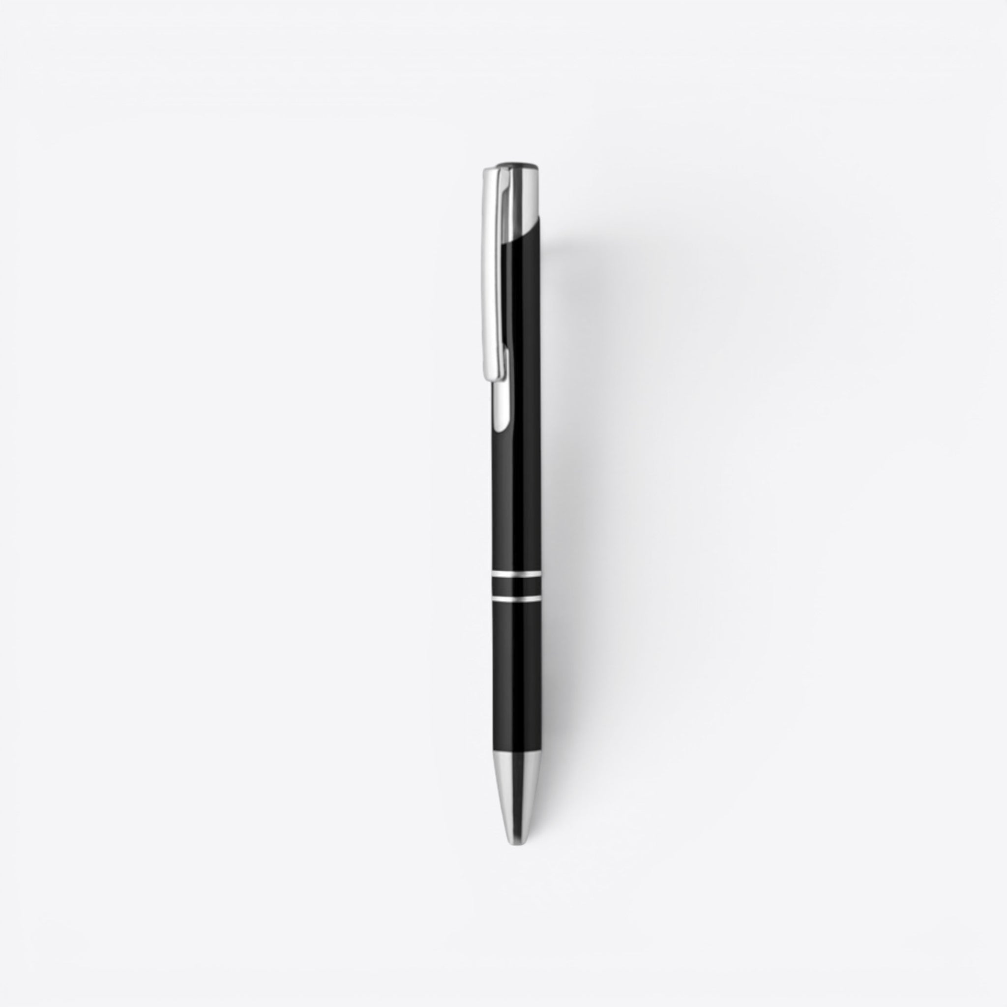 TODAY MERCH premium black ballpoint pen with silver clip and accents, ideal for professionals.
