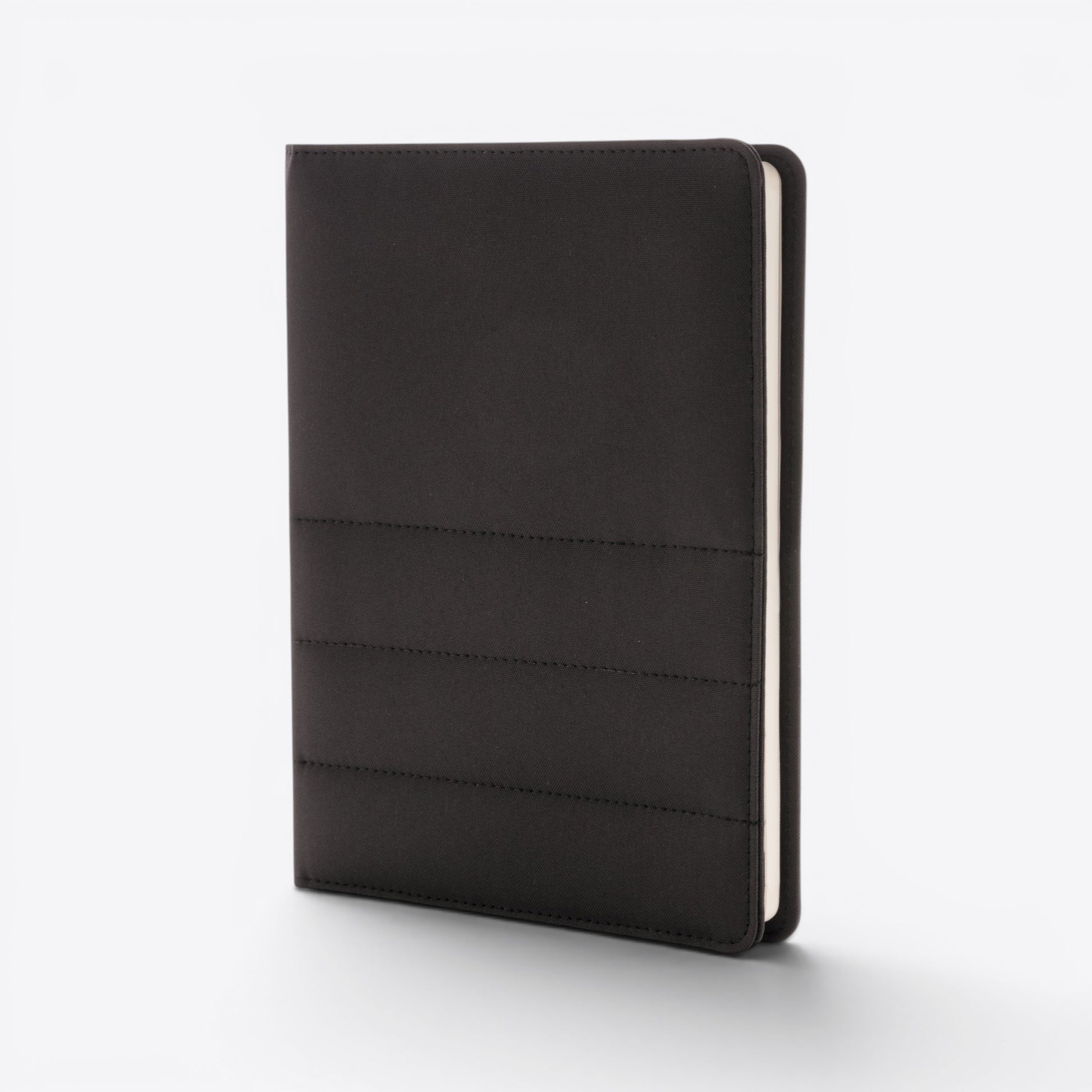 TODAY MERCH black quilted document holder with stitched lines, ideal for professional use.