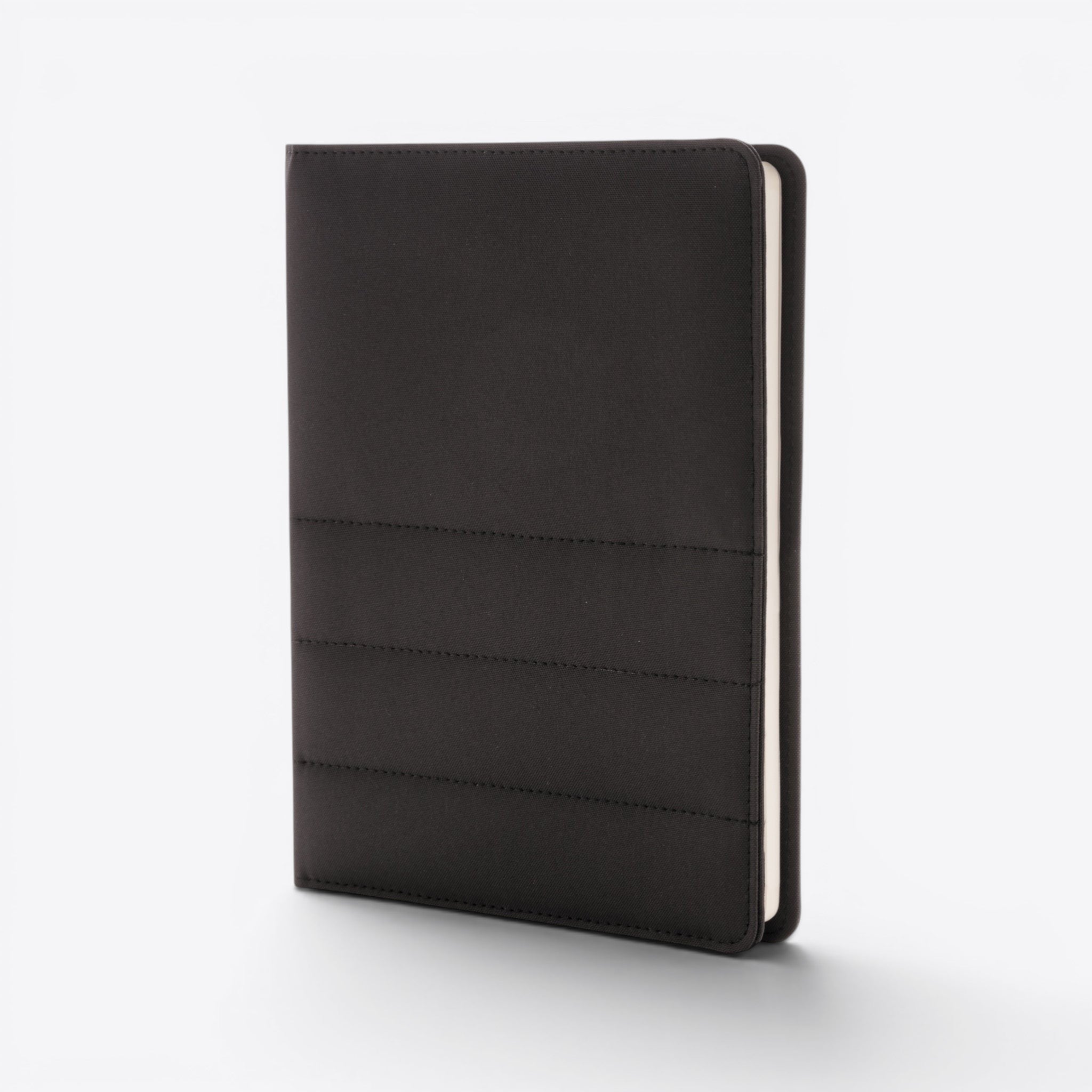 TODAY MERCH black quilted document holder with stitched lines, ideal for professional use.