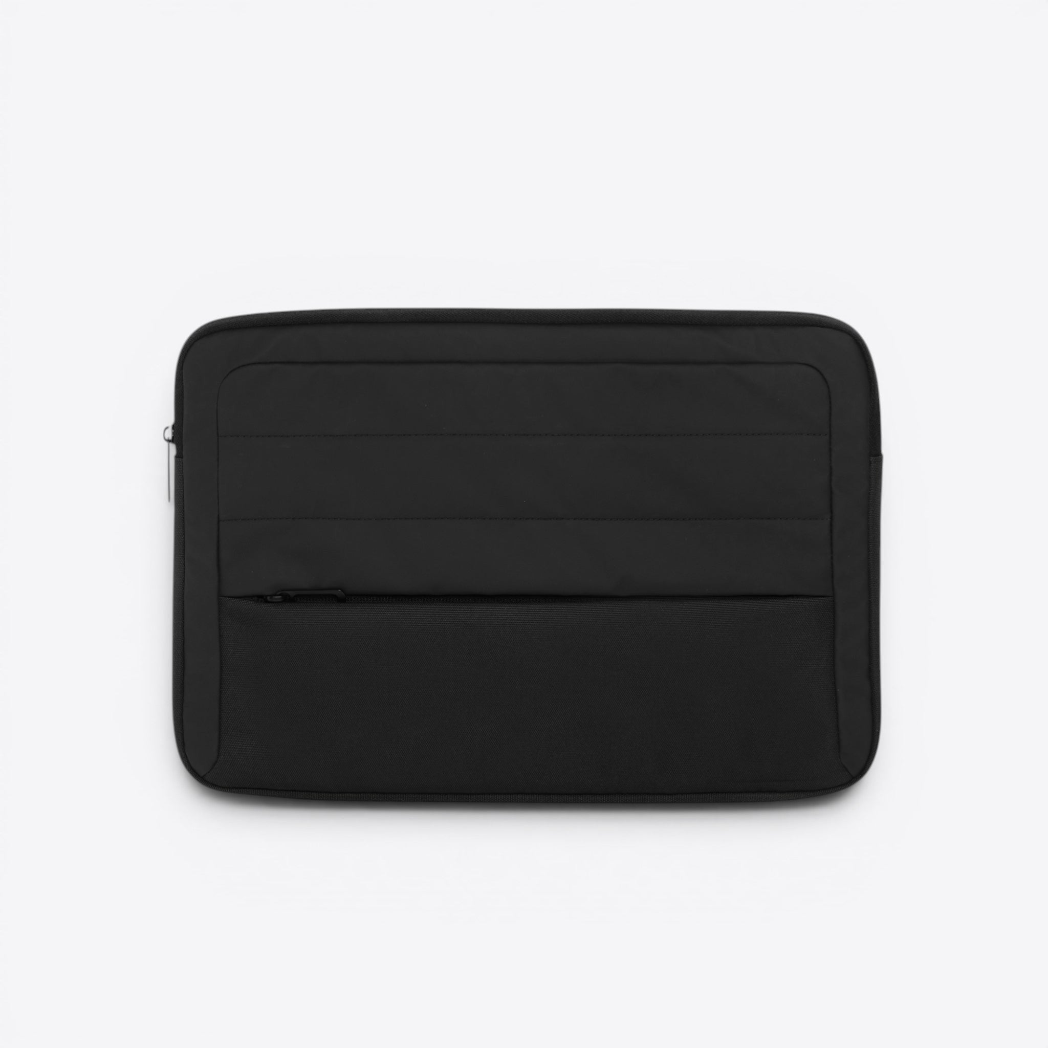 TODAY MERCH black quilted laptop sleeve with zippered front pocket and padded design for daily protection.