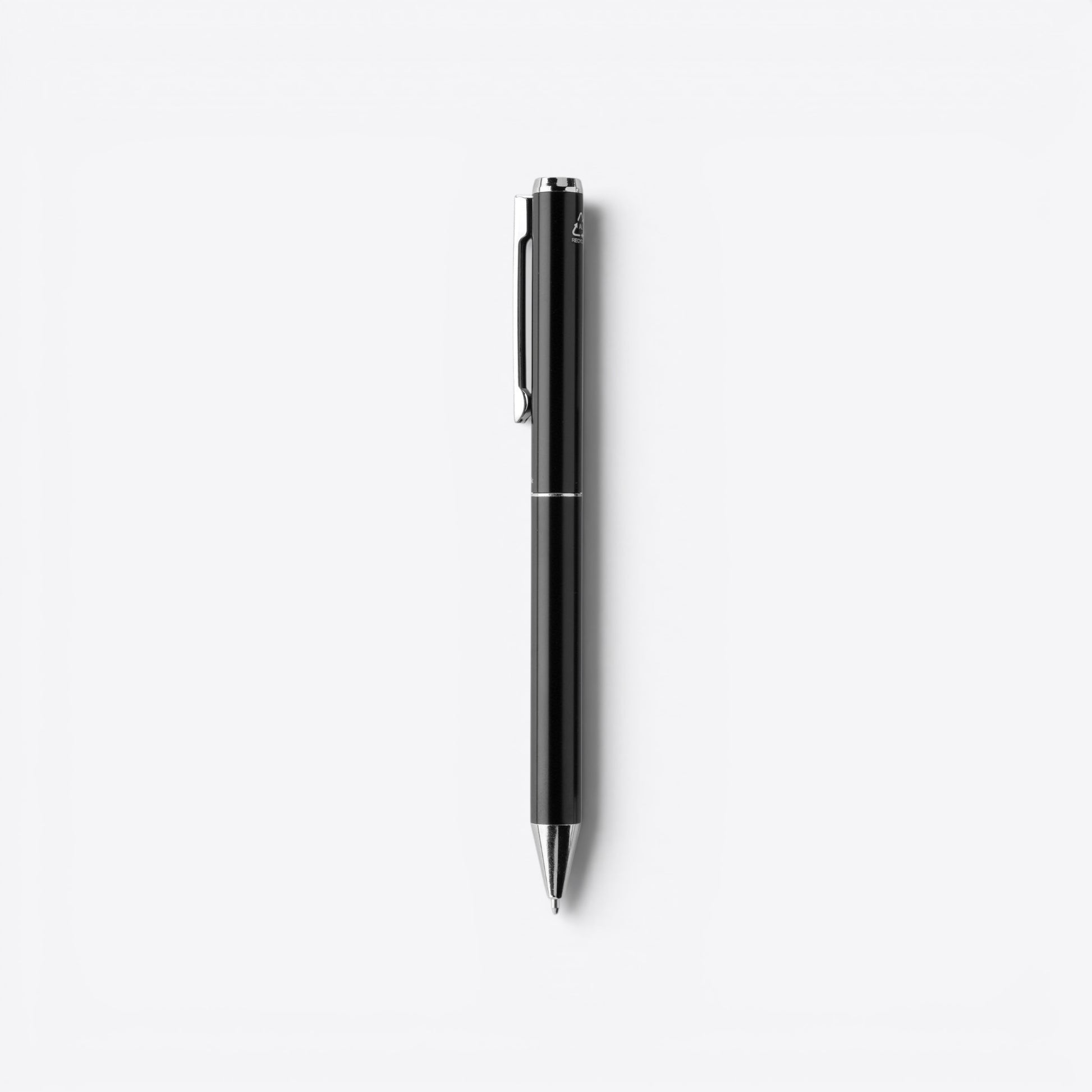 TODAY MERCH black Swiss Peak pen with silver clip and accents. Sleek, professional design.