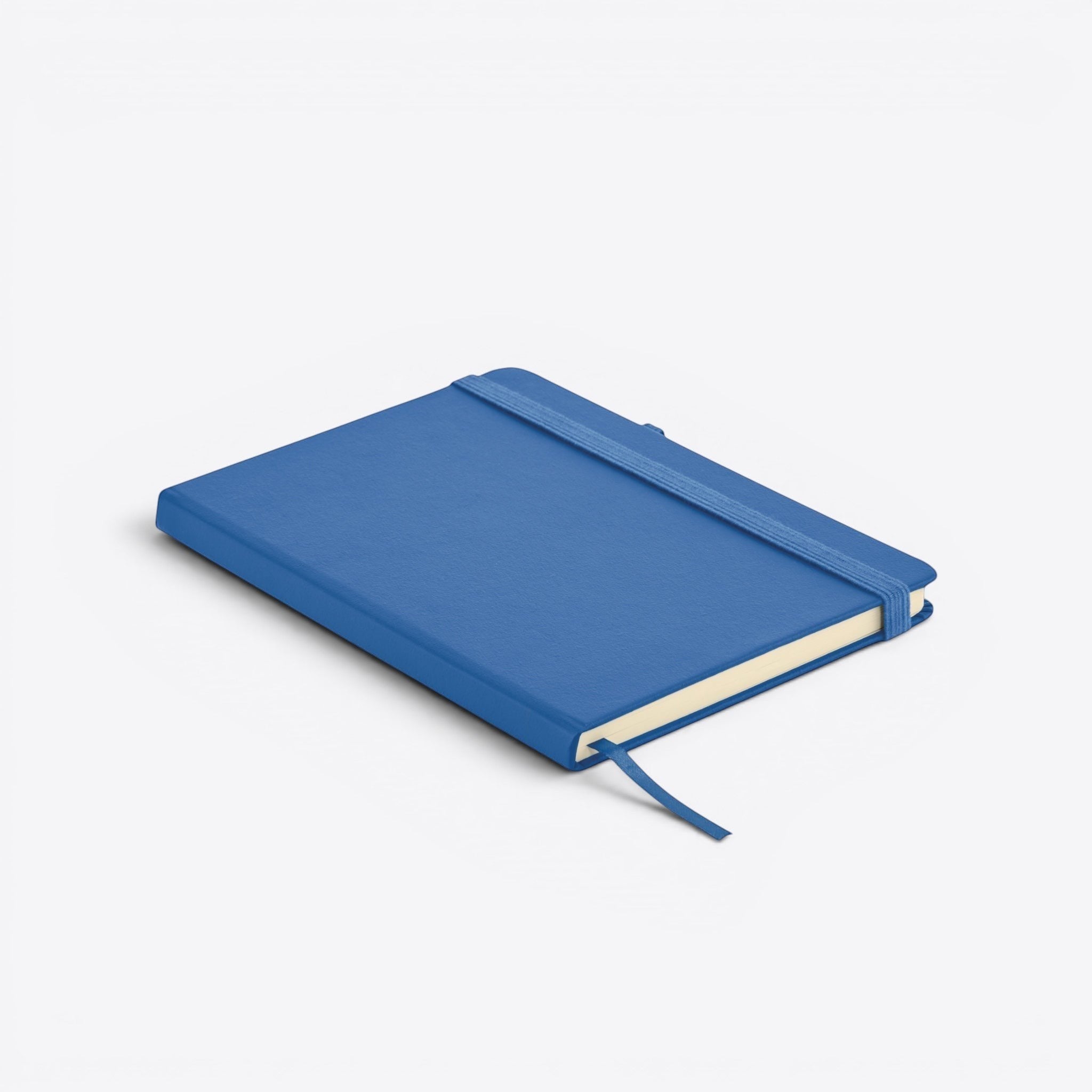 TODAY MERCH blue notebook with integrated pen holder and elastic closure, perfect for professionals on the go.
