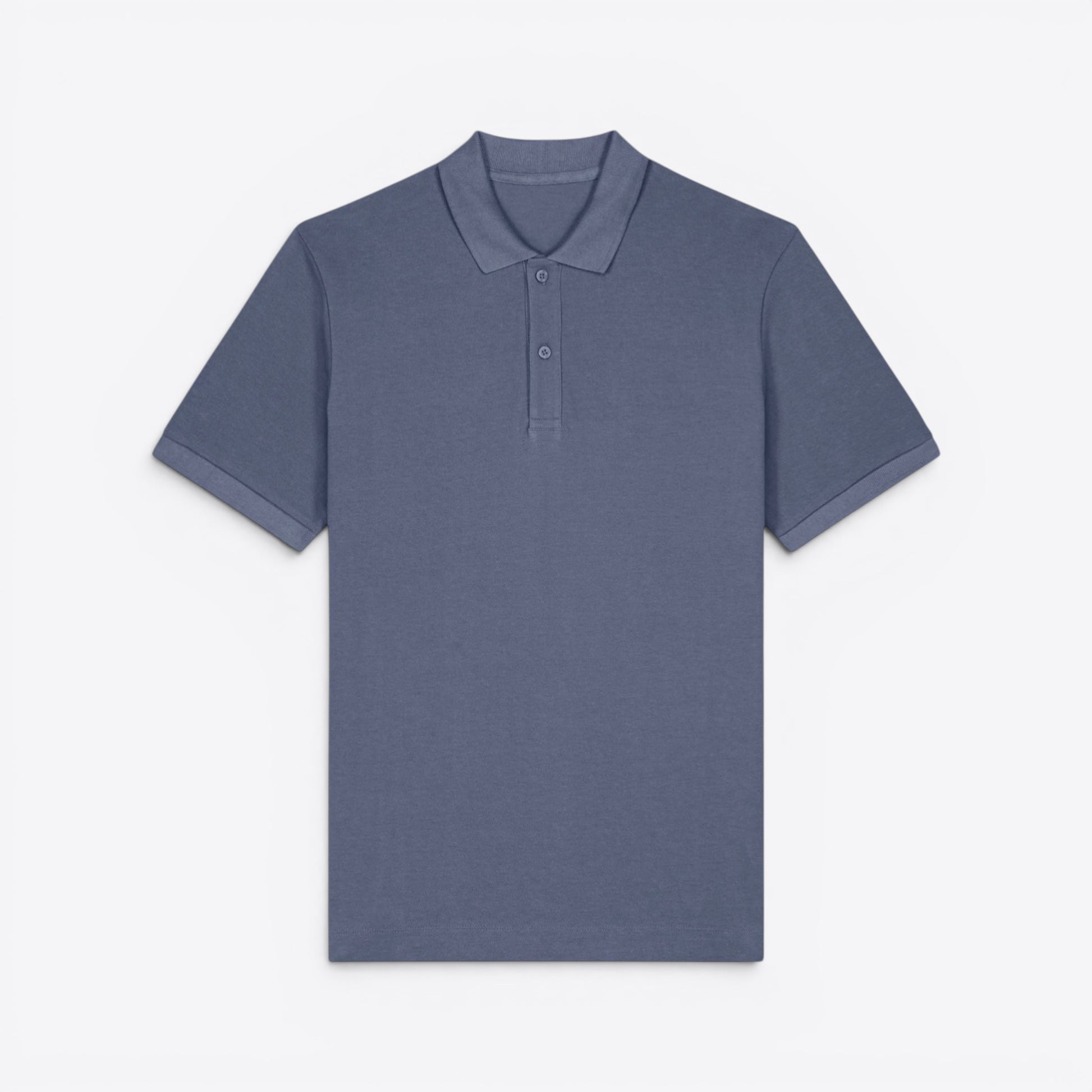 TODAY MERCH unisex premium short-sleeve polo shirt in blue organic cotton pique with a structured fit and neat finishes.
