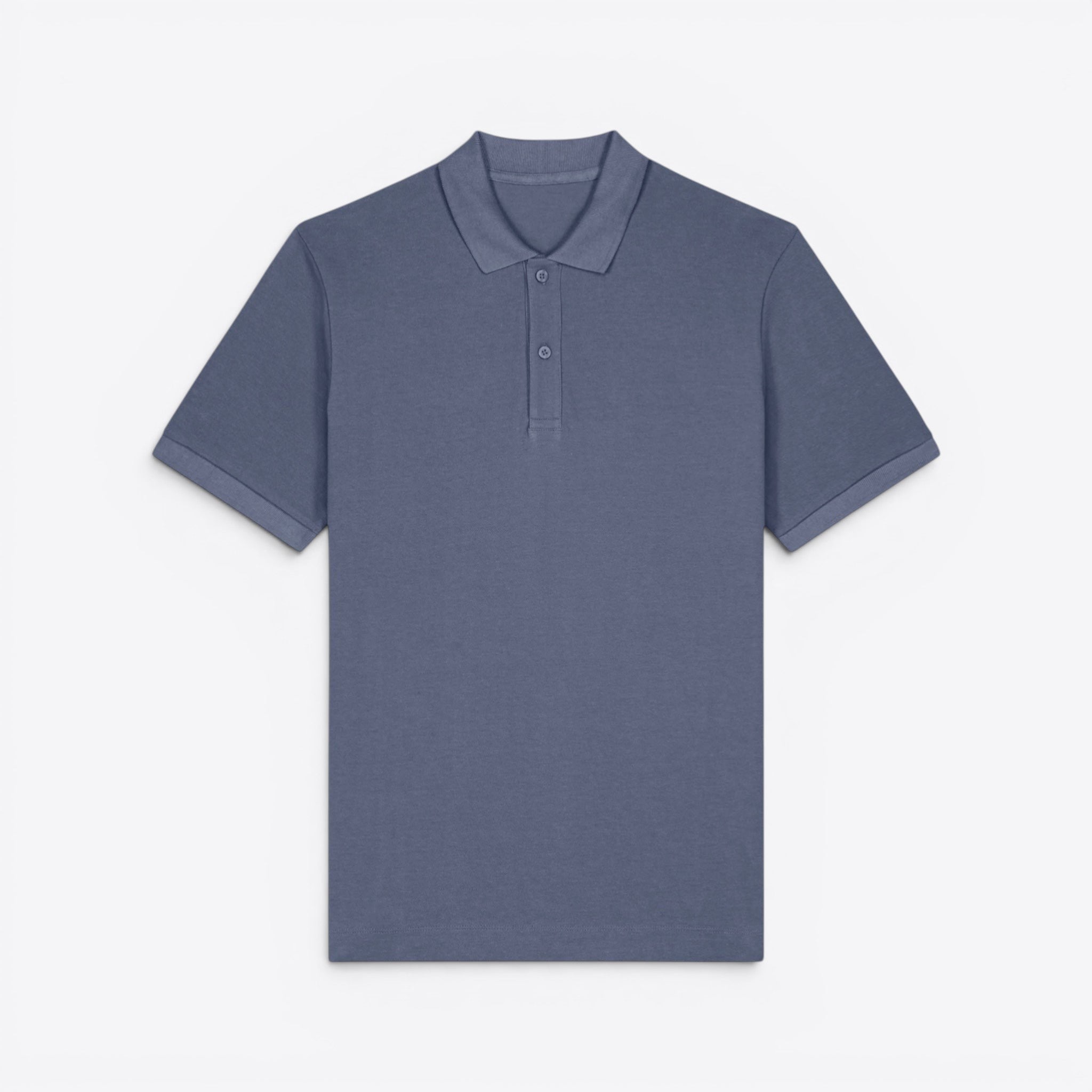 TODAY MERCH unisex premium short-sleeve polo shirt in blue organic cotton pique with a structured fit and neat finishes.