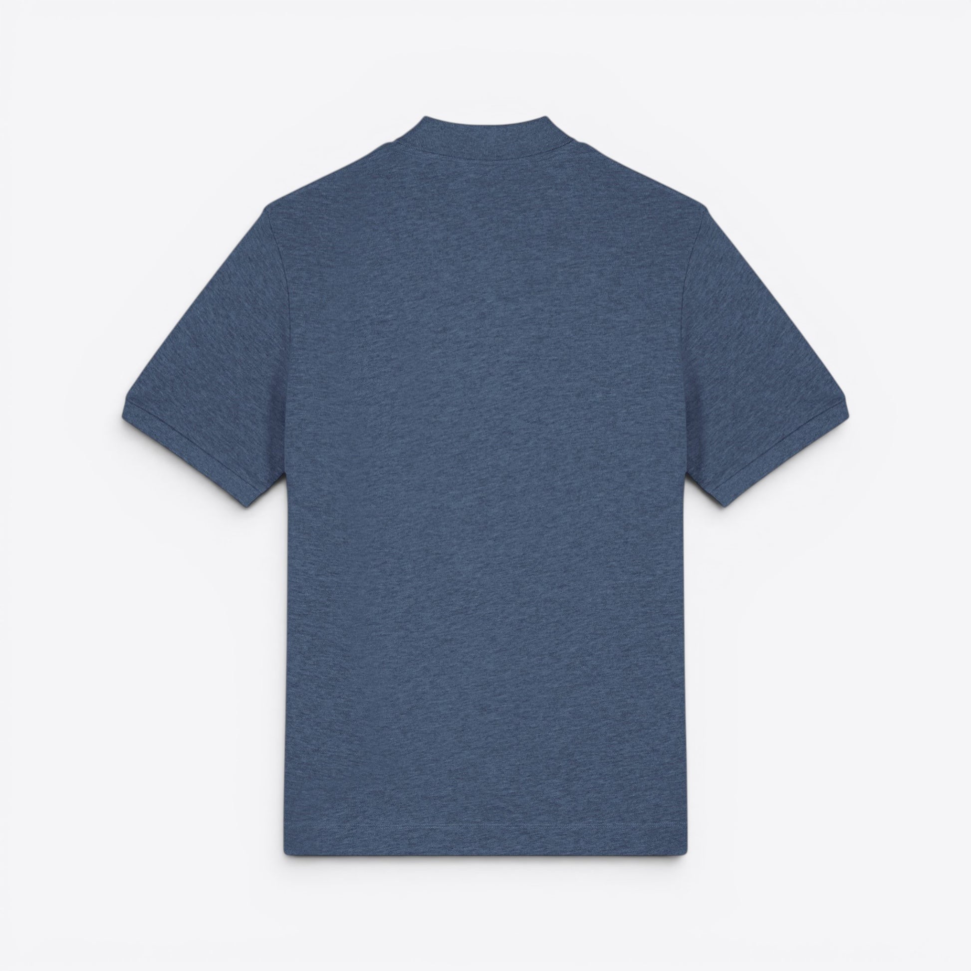 TODAY MERCH unisex premium short-sleeve polo shirt in heathered blue organic cotton pique.