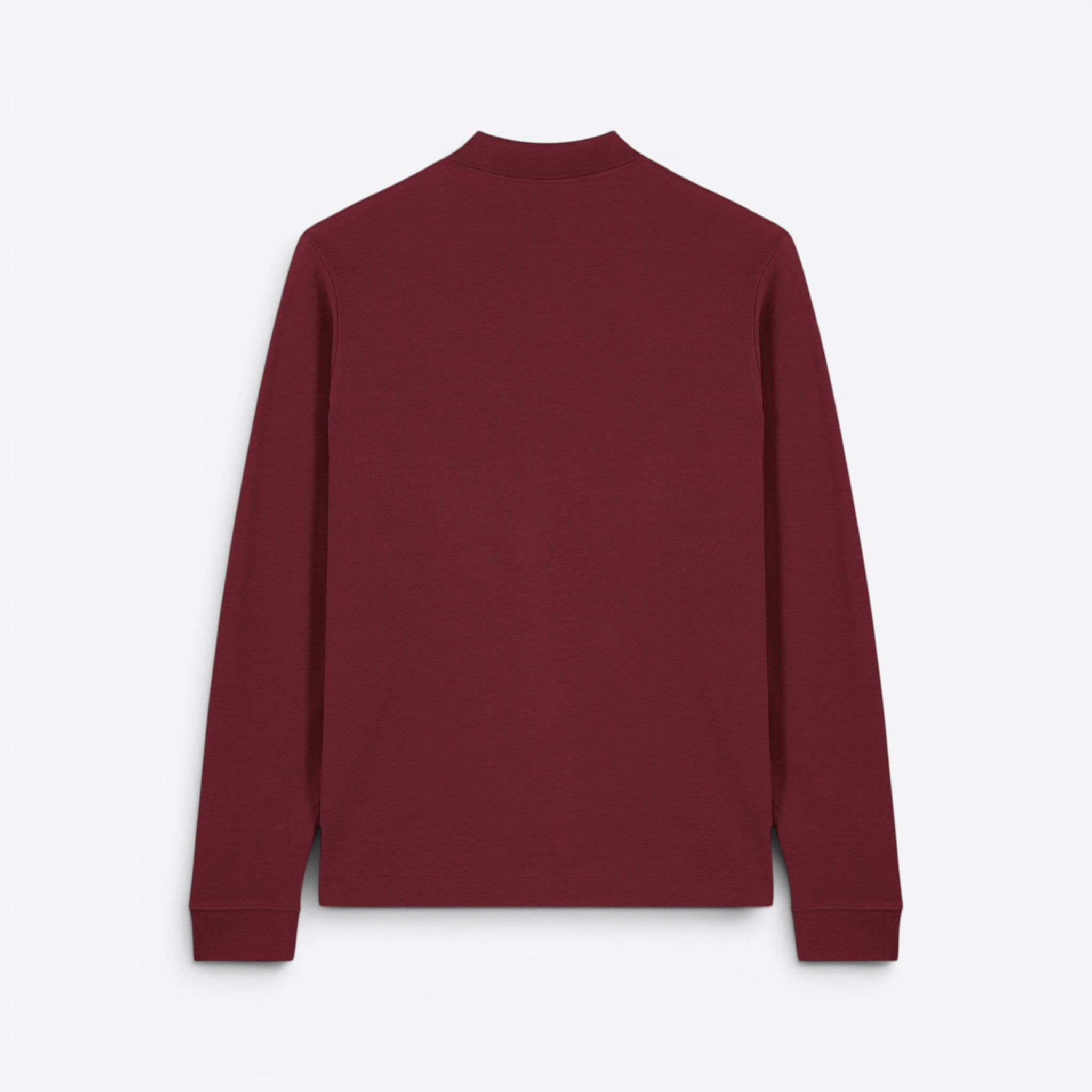 TODAY MERCH burgundy long sleeve unisex premium polo shirt made from 100% organic cotton.