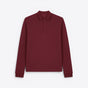 TODAY MERCH unisex premium long-sleeve polo shirt in burgundy, made from 100% organic cotton with a structured design and button placket. - Bordeaux
