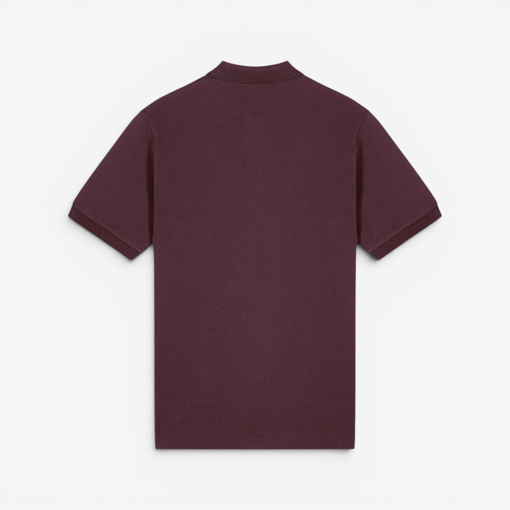 TODAY MERCH unisex premium short-sleeve polo shirt in burgundy organic cotton pique. Structured fit, neat finishes, breathable.
