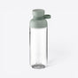 TODAY MERCH 700ml clear glass water bottle with sage green lid and carry loop. - Vert