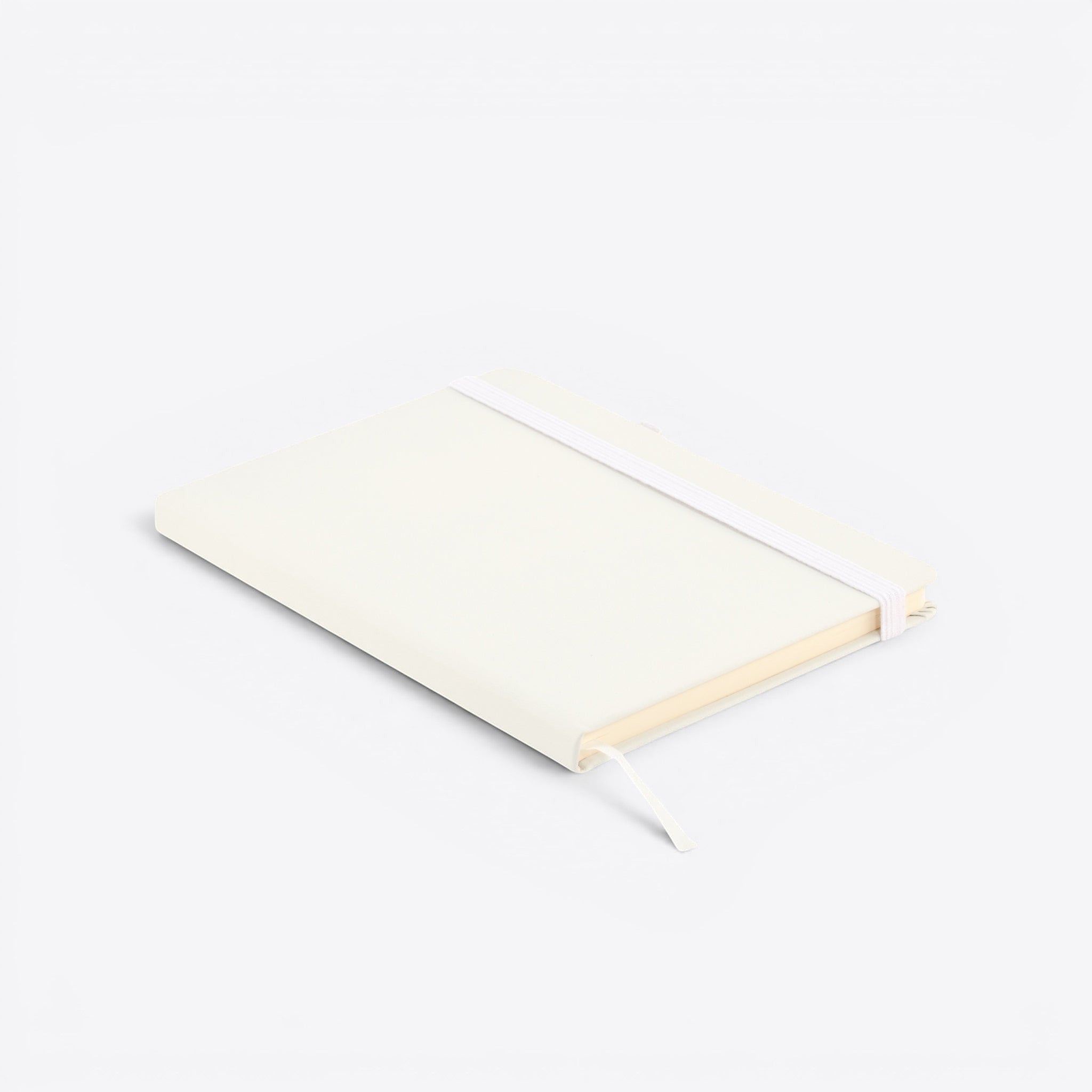 TODAY MERCH cream-colored notebook with elastic closure and ribbon bookmark, ideal for notes and organization.