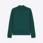 TODAY MERCH unisex premium long-sleeve polo shirt in dark green, made from 100% organic cotton. - Vert