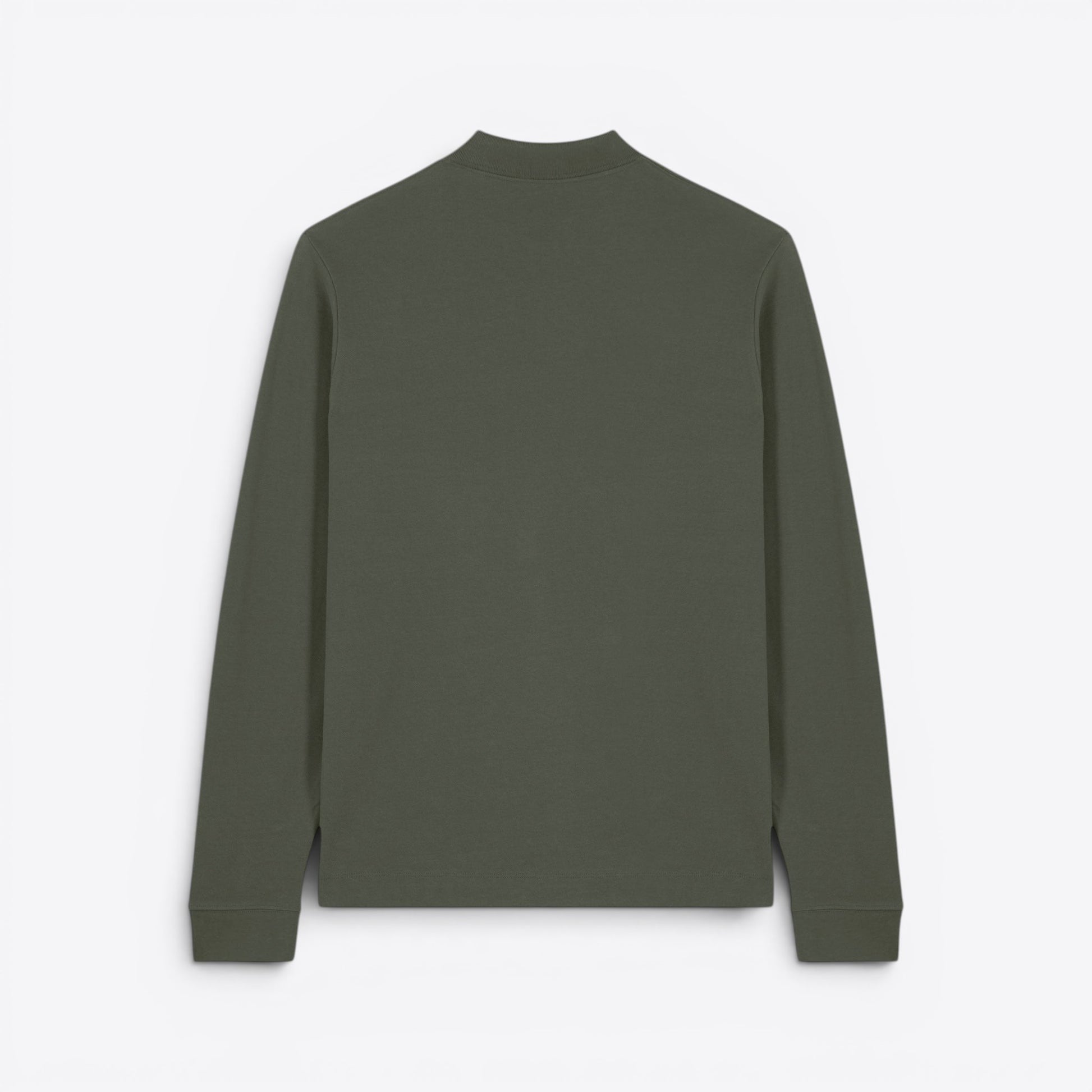 TODAY MERCH unisex premium long sleeve polo shirt in dark green, 100% organic cotton.