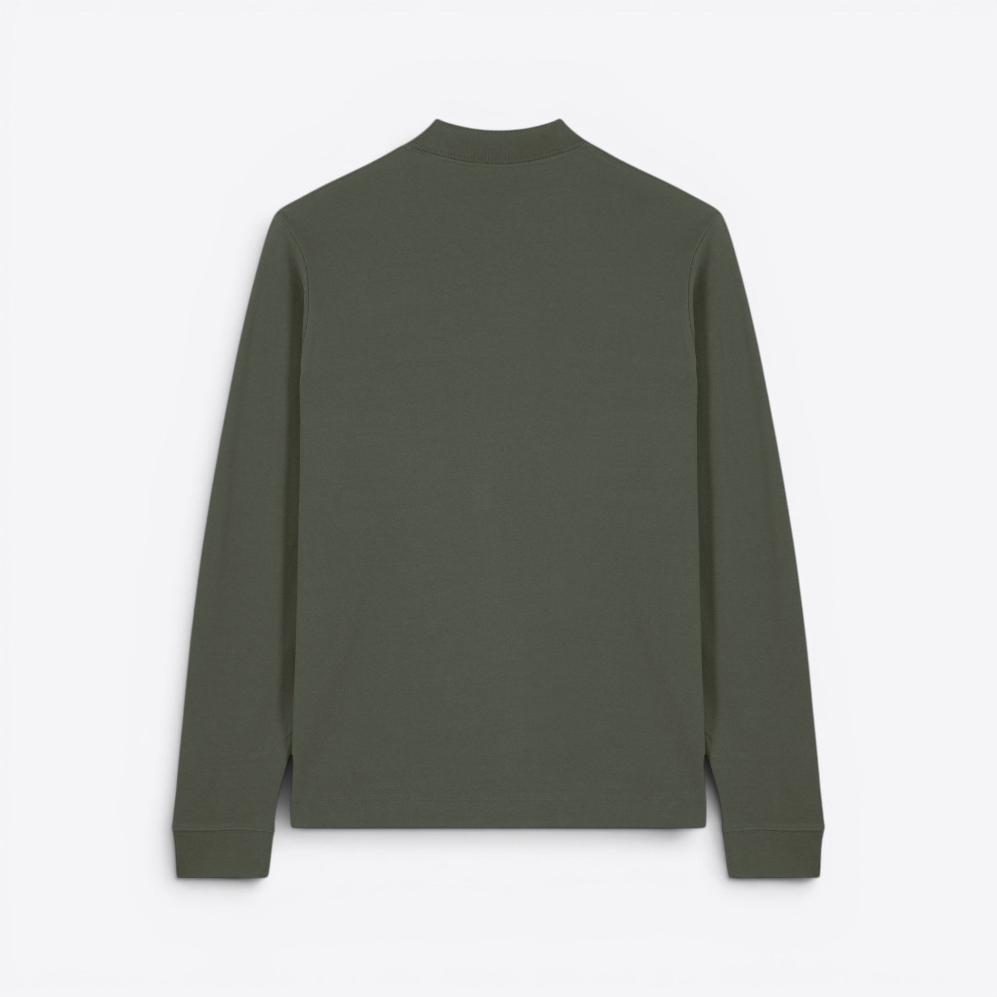 TODAY MERCH unisex premium long sleeve polo shirt in dark green, 100% organic cotton.