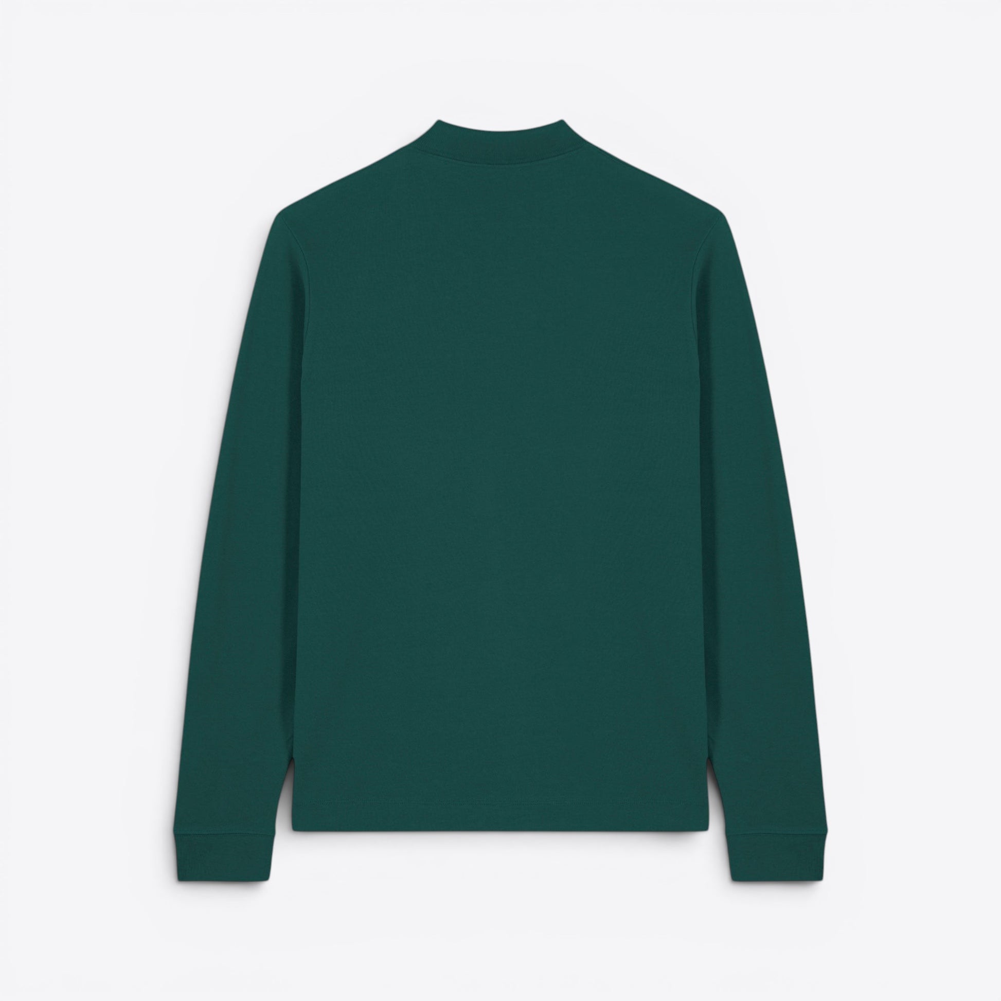 TODAY MERCH unisex premium long sleeve polo shirt in dark green, 100% organic cotton.