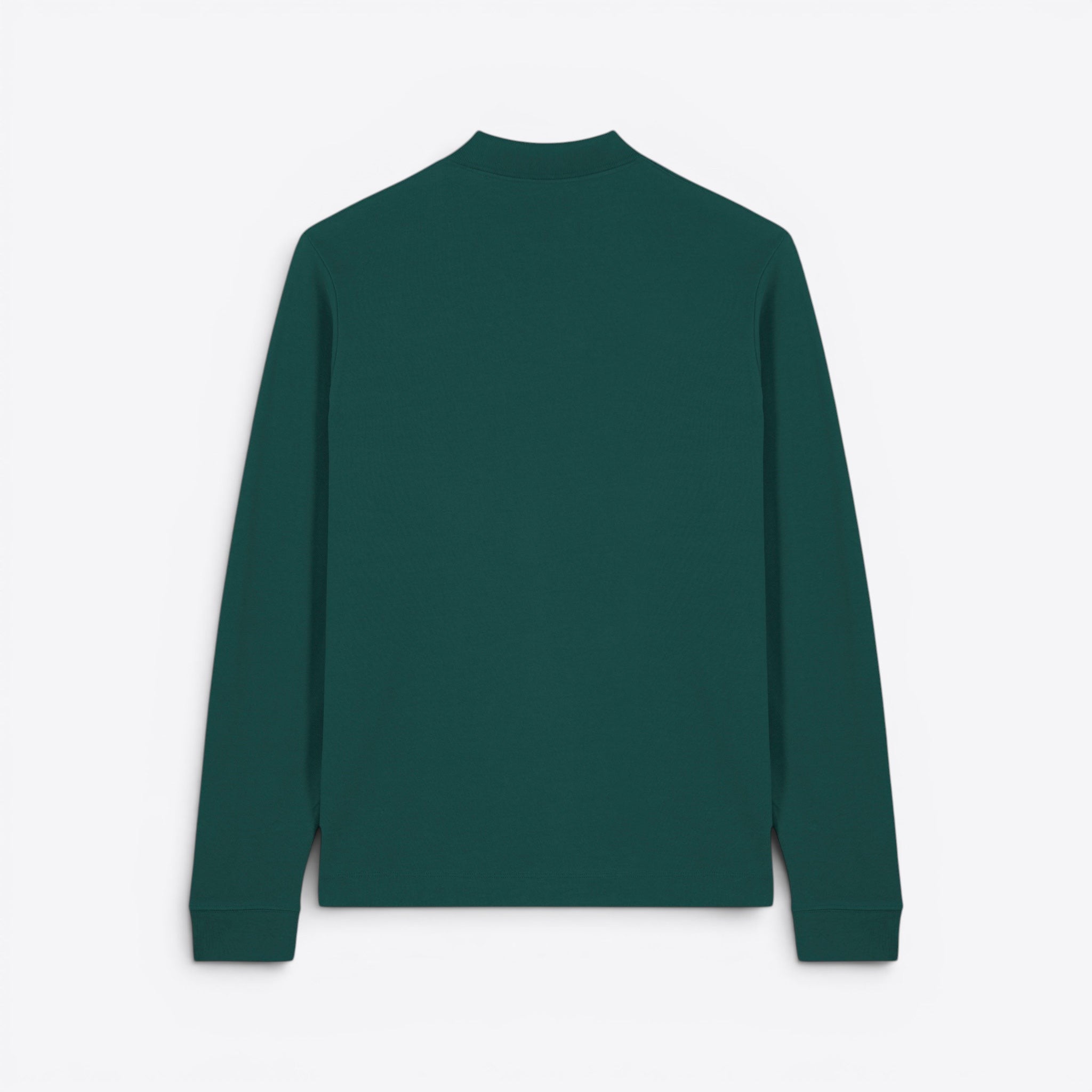 TODAY MERCH unisex premium long sleeve polo shirt in dark green, 100% organic cotton.