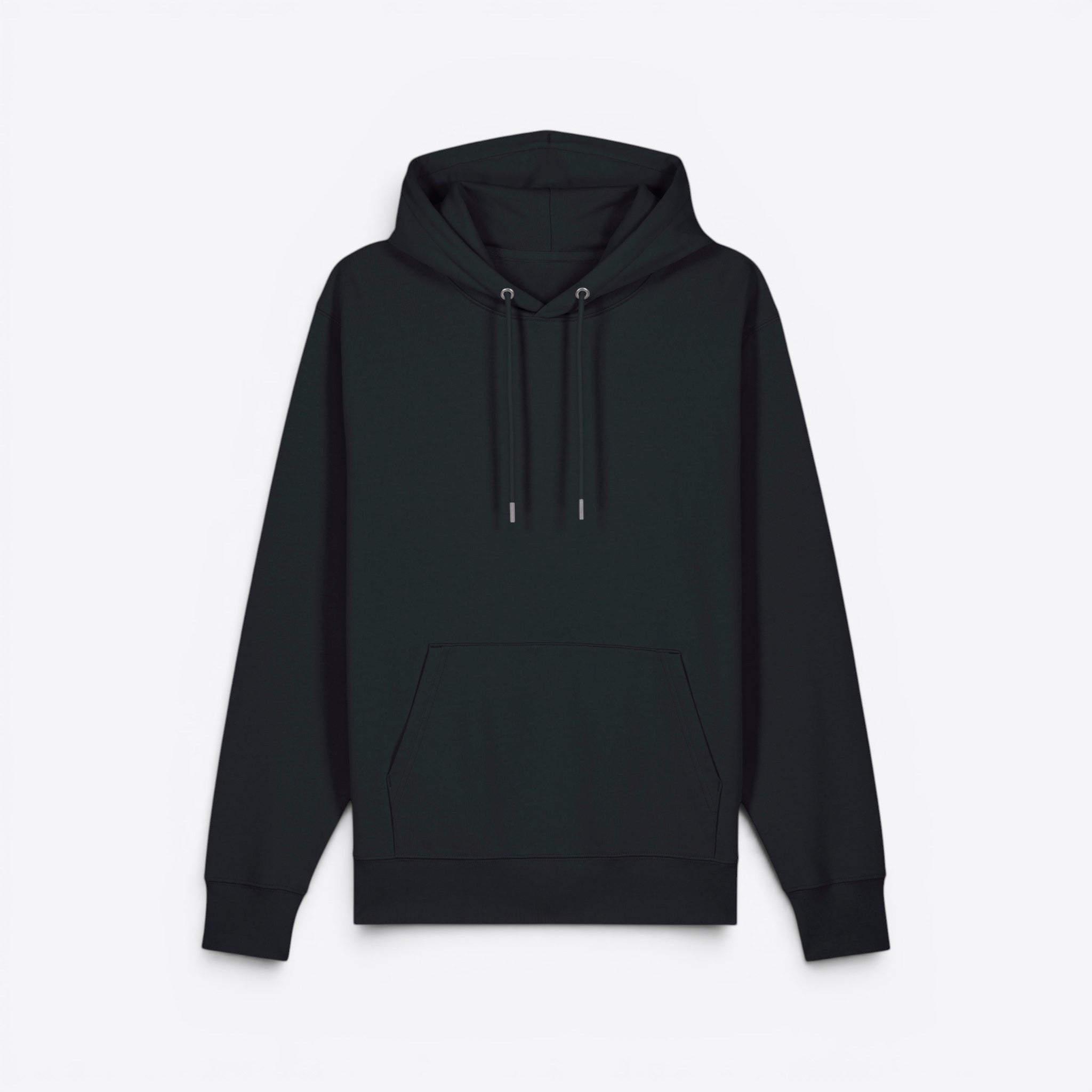 TODAY MERCH dark green unisex premium organic cotton hoodie with drawstring hood and front pocket.