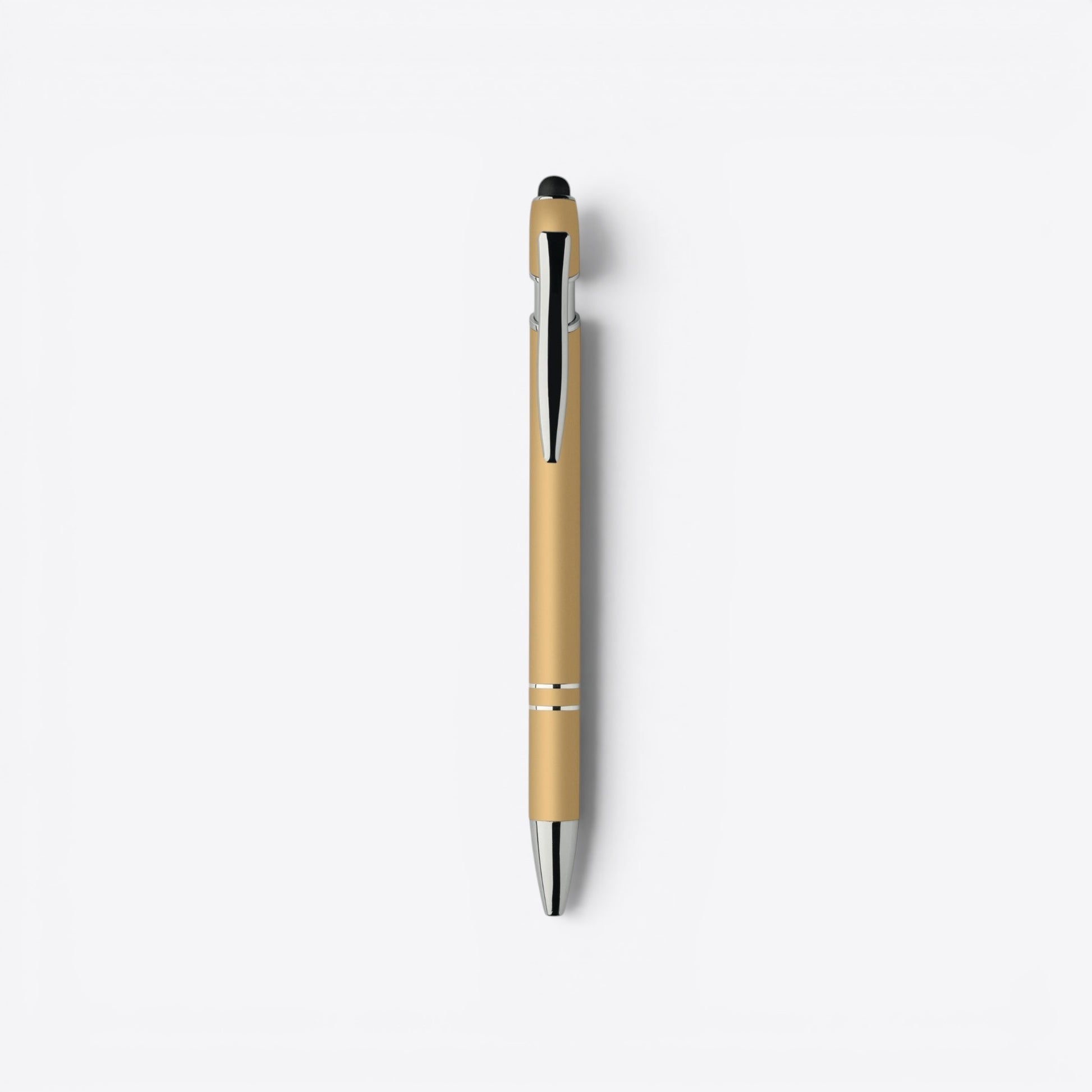 TODAY MERCH classic ballpoint pen in matte gold with silver accents and a black tip.